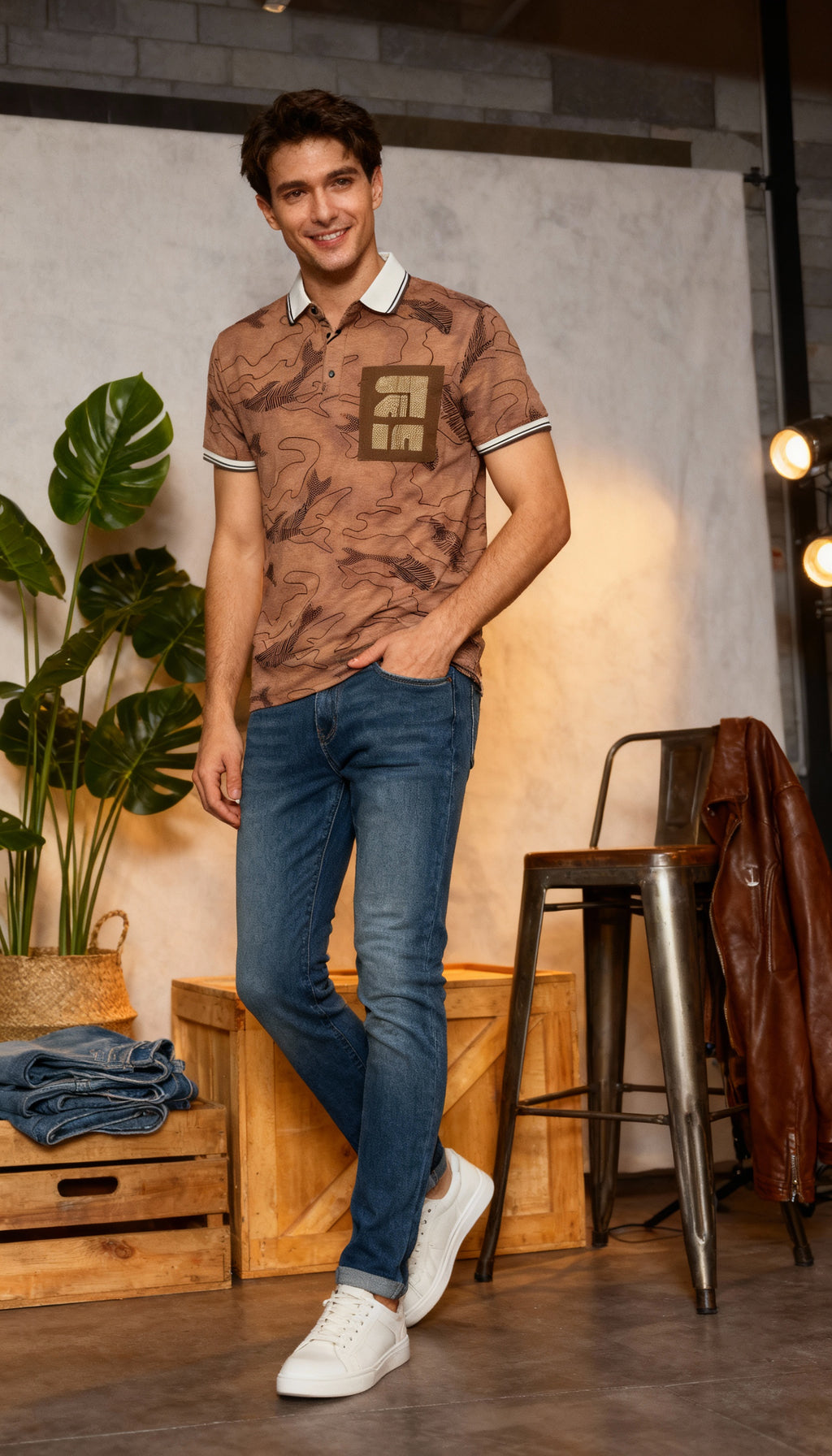 Self Printed Polo Men's T-Shirt With Designed Pocket