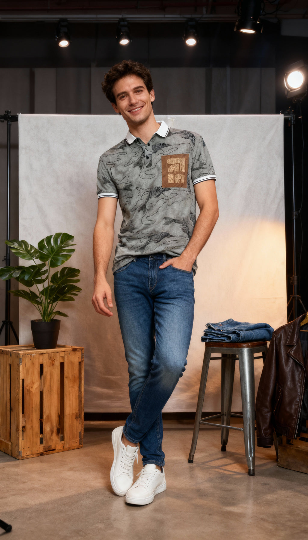 Self Printed Polo Men's T-Shirt With Designed Pocket