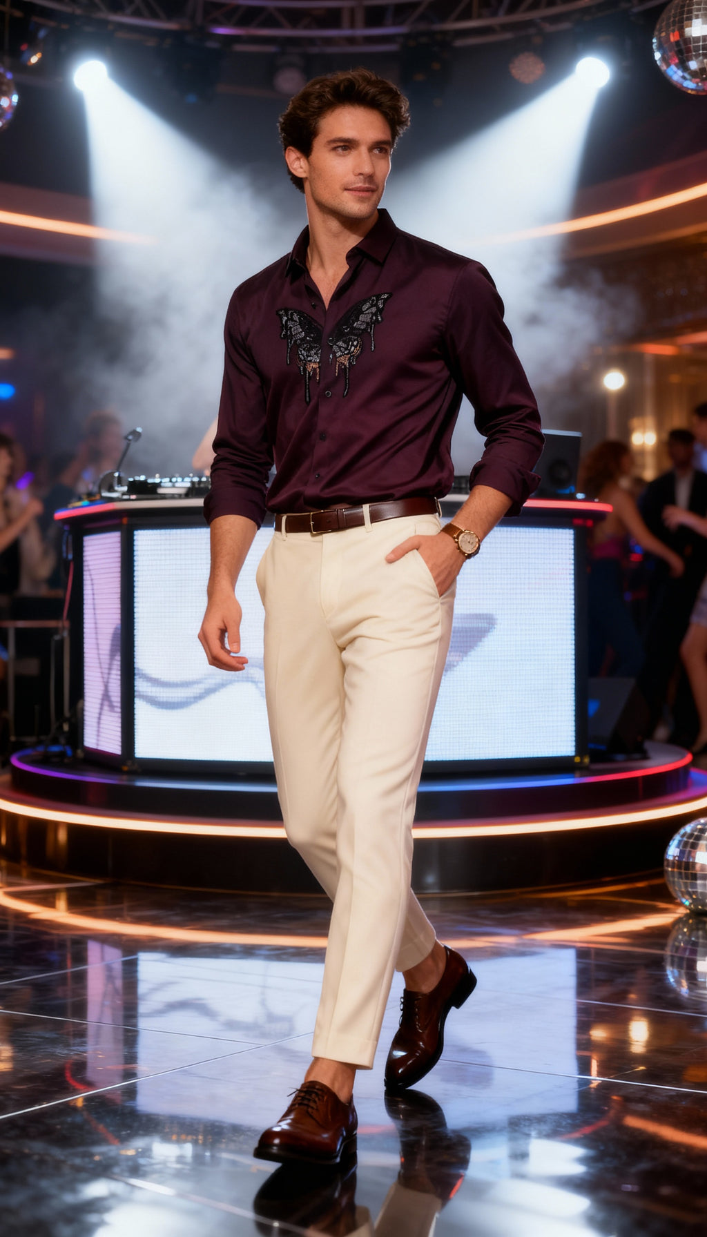 Self Design Premium Club Wear Sequin Men's Shirt