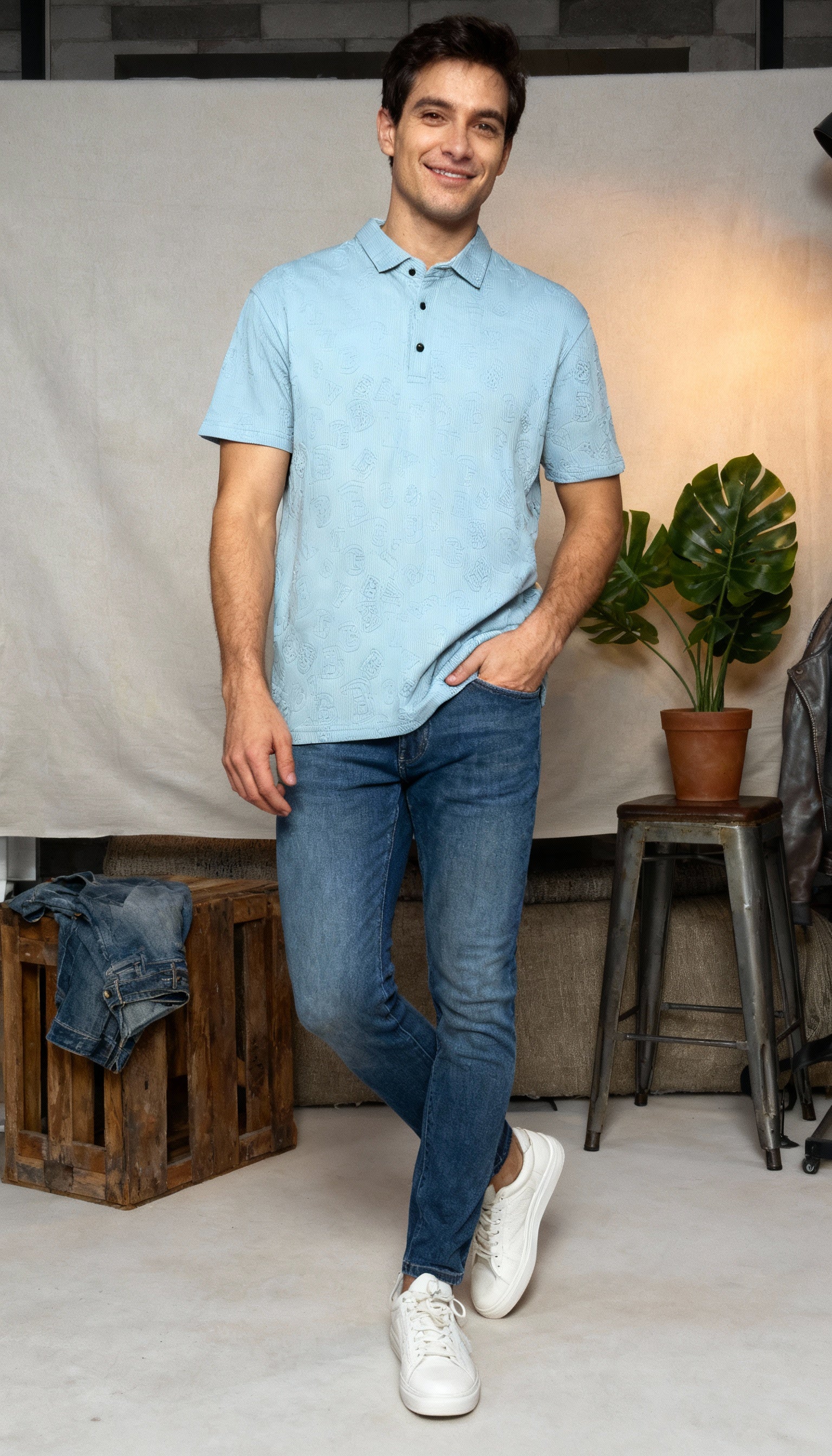 Self Printed Polo Men's T-Shirt