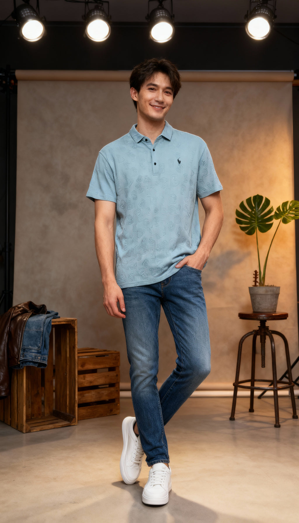 Self Printed Polo Men's T-Shirt