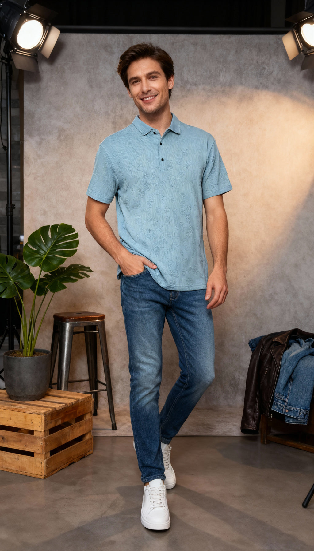 Self Printed Polo Men's T-Shirt