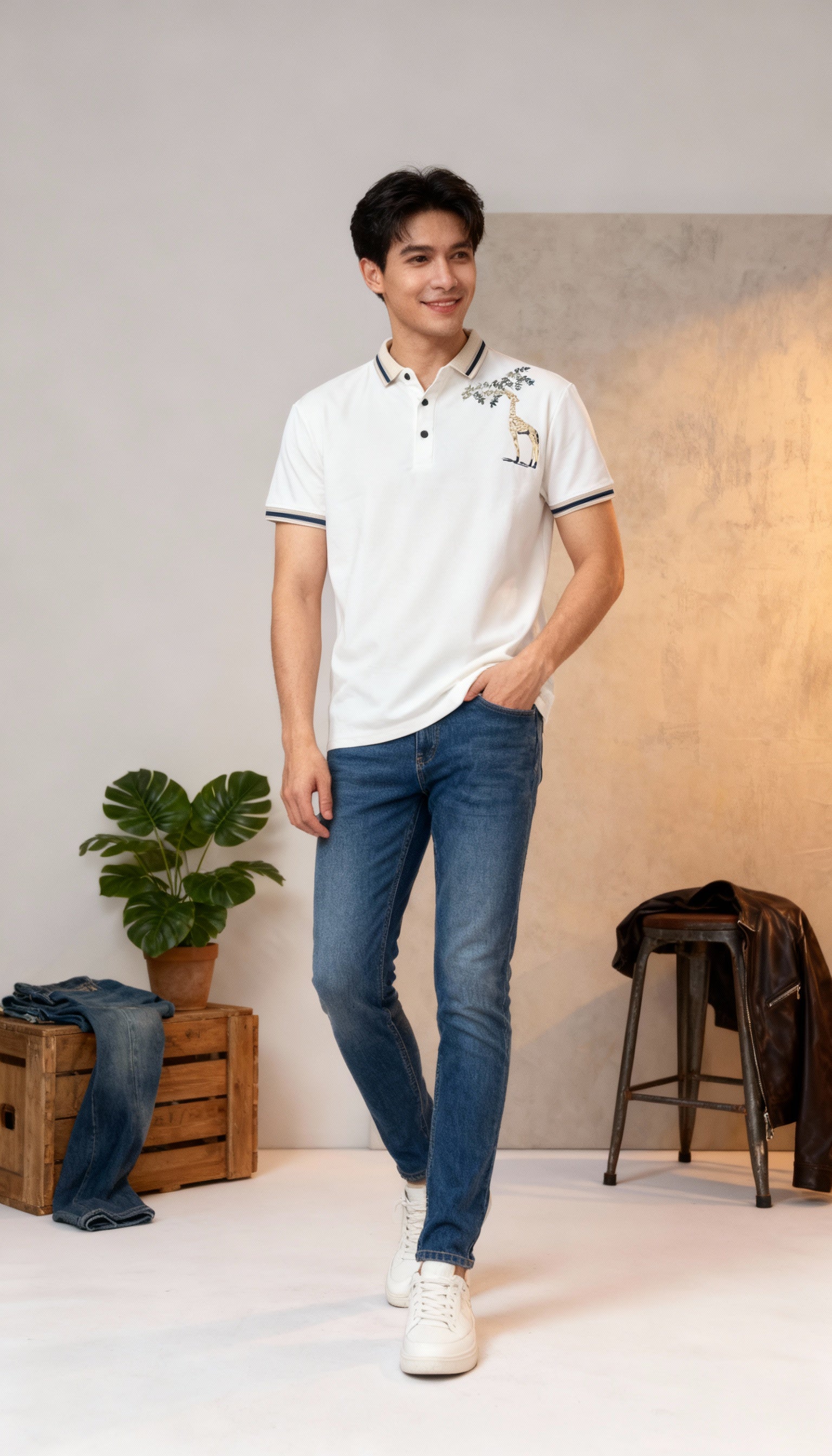 Self Printed Polo Men's T-Shirt