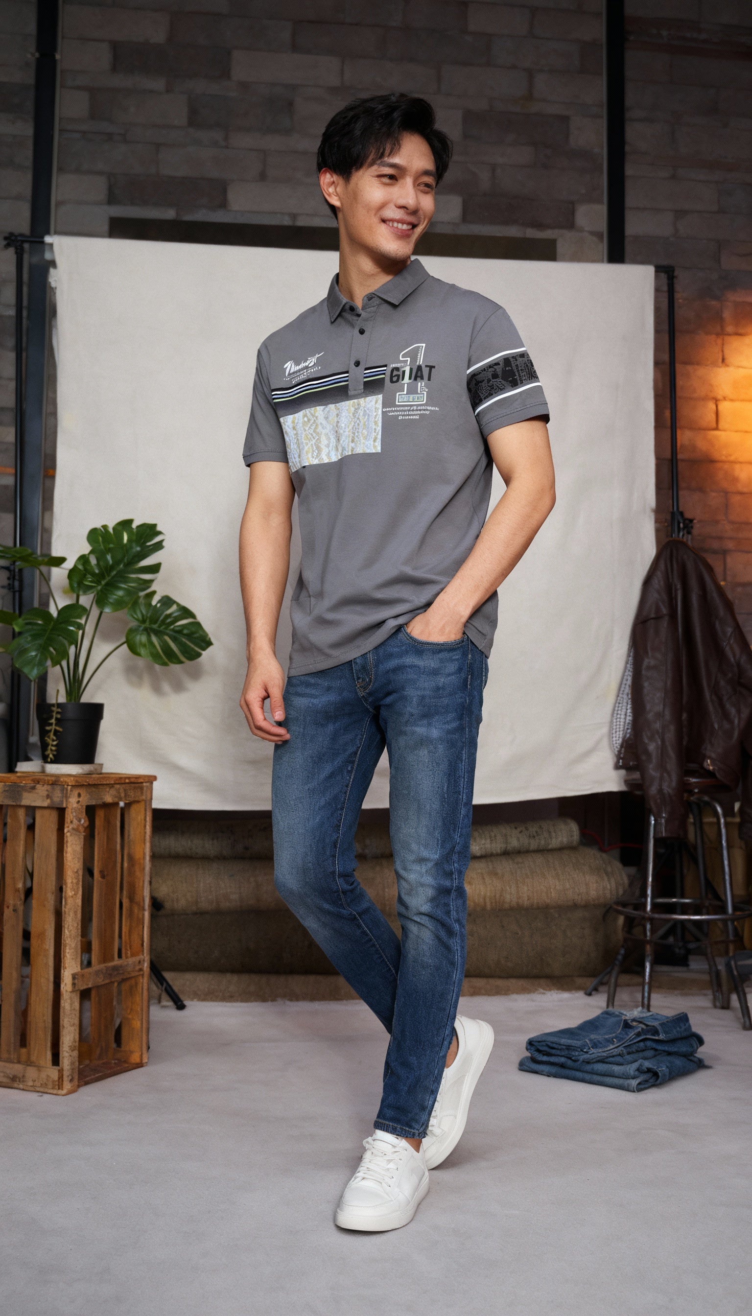 Self Printed Polo Men's T-Shirt