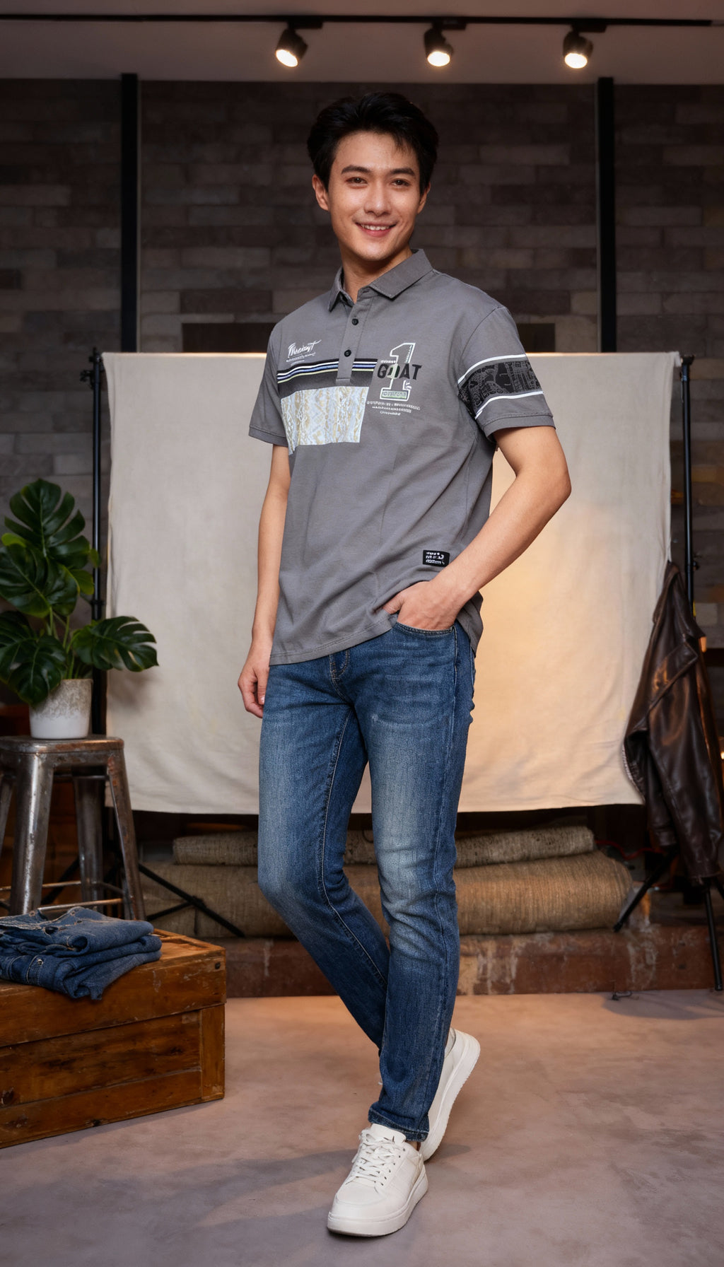 Self Printed Polo Men's T-Shirt