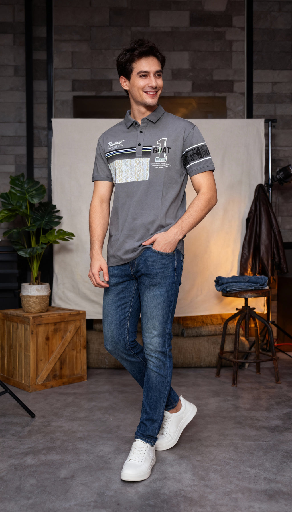 Self Printed Polo Men's T-Shirt