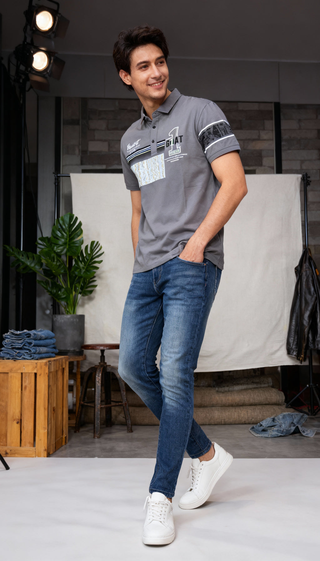 Self Printed Polo Men's T-Shirt