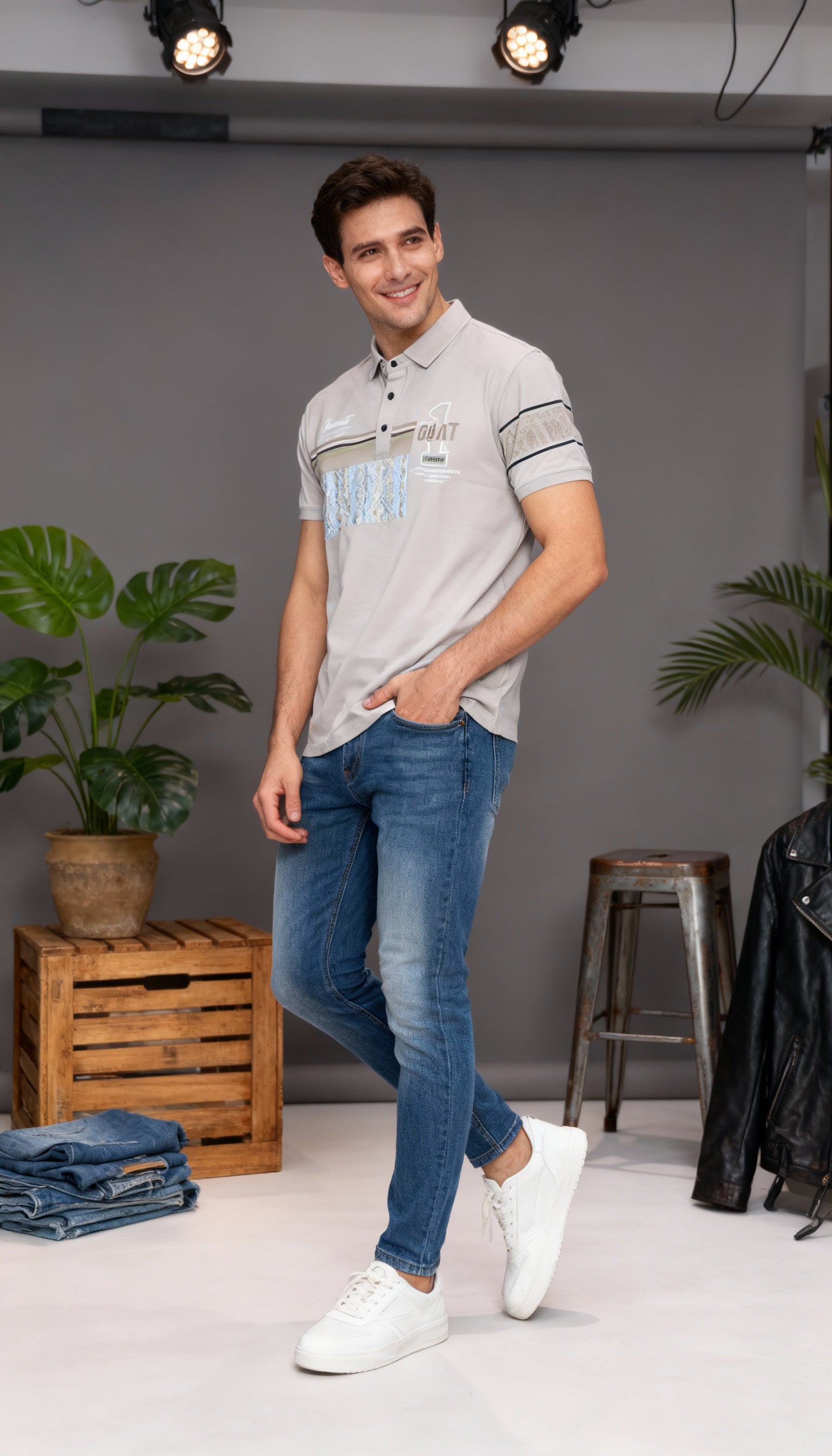 Self Printed Polo Men's T-Shirt