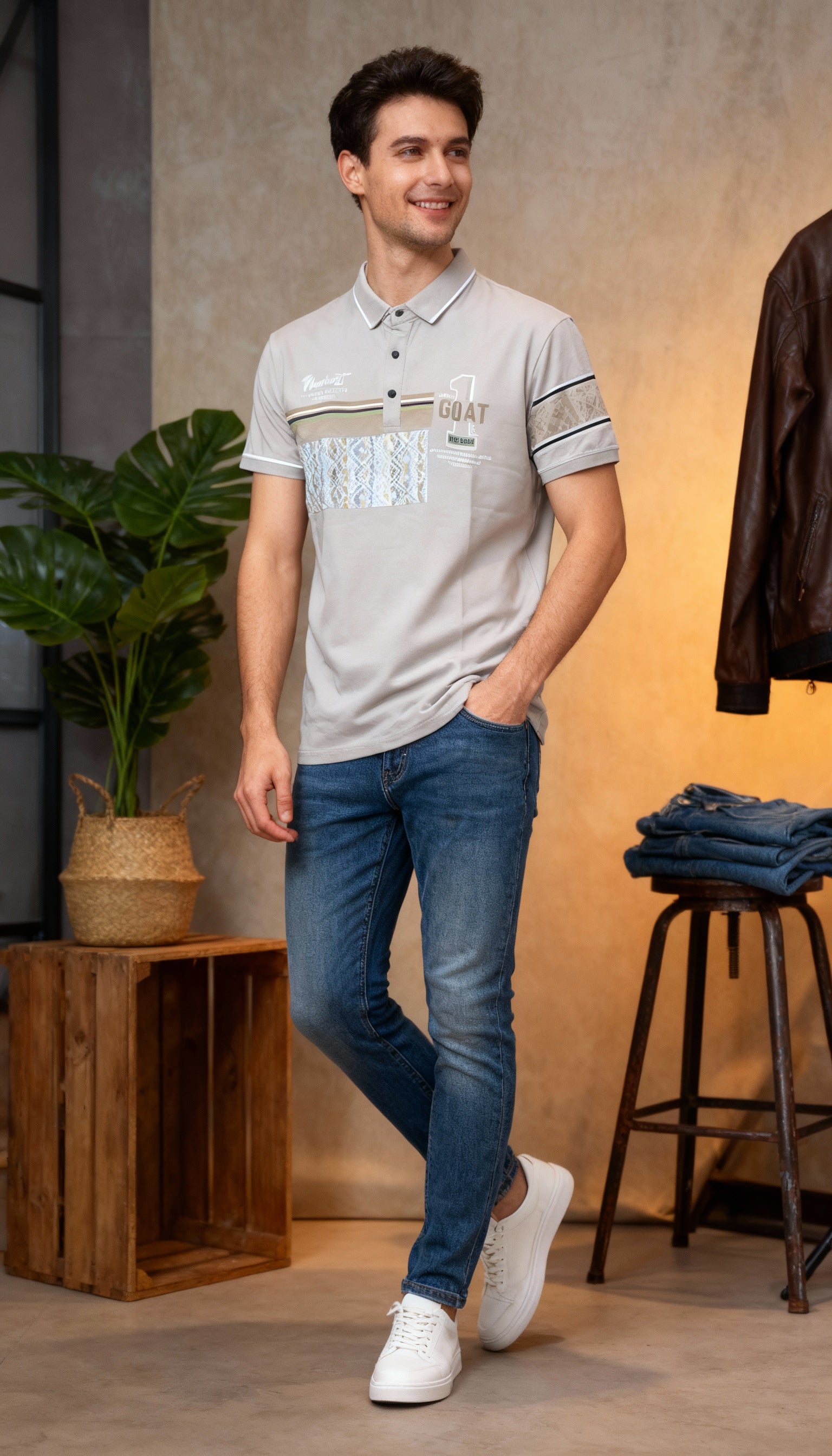 Self Printed Polo Men's T-Shirt