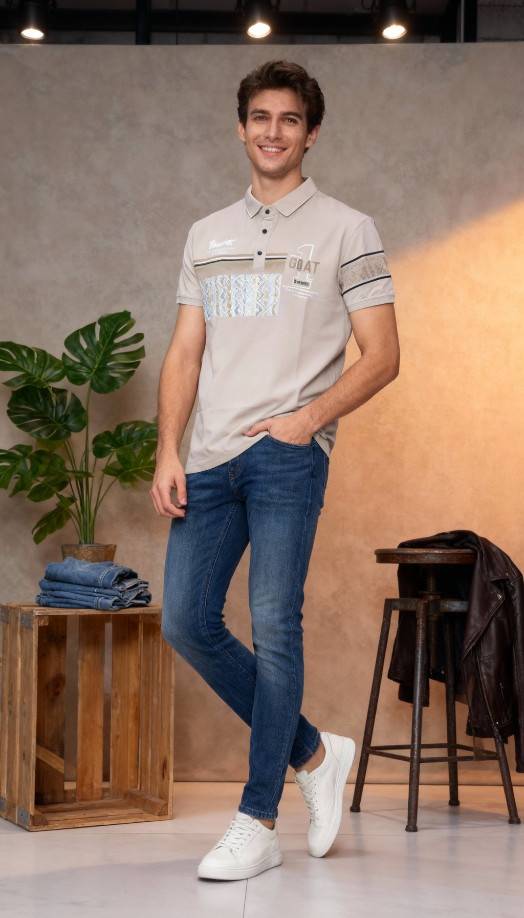 Self Printed Polo Men's T-Shirt