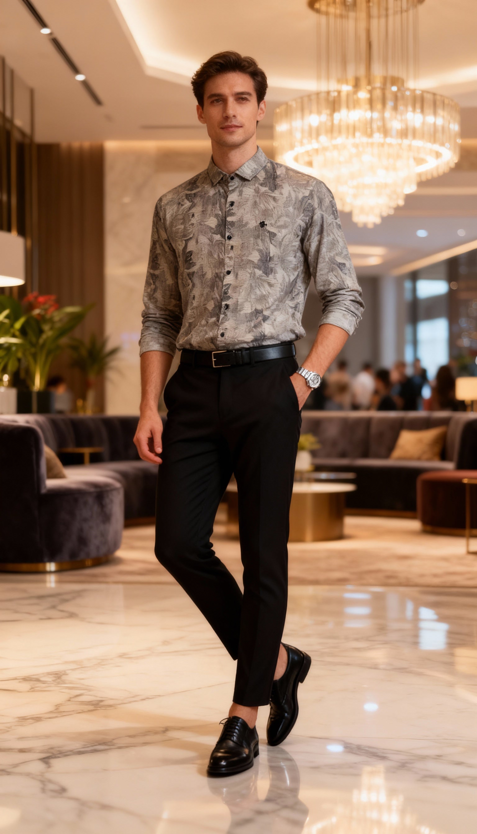 Self Printed Designer Party Wear Men's Shirt