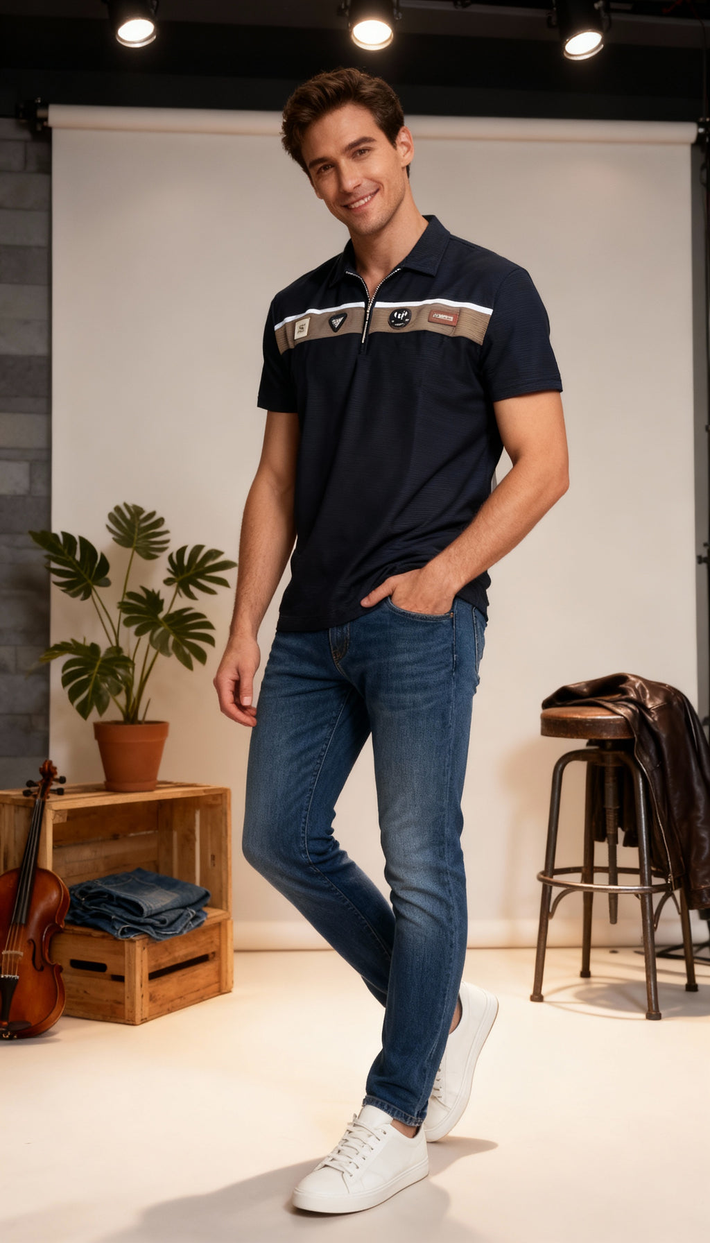 Self Printed Polo Men's T-Shirt