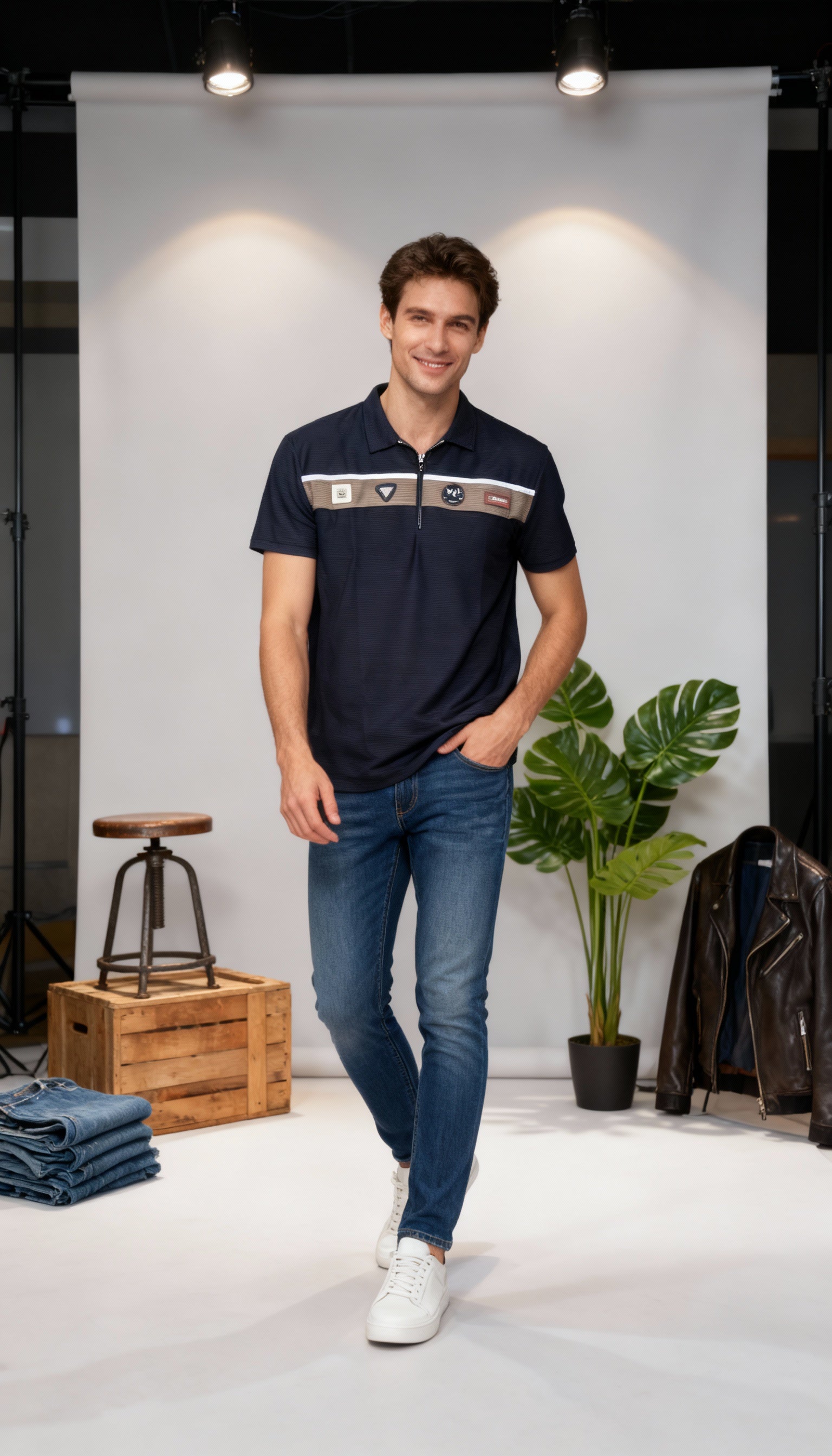 Self Printed Polo Men's T-Shirt