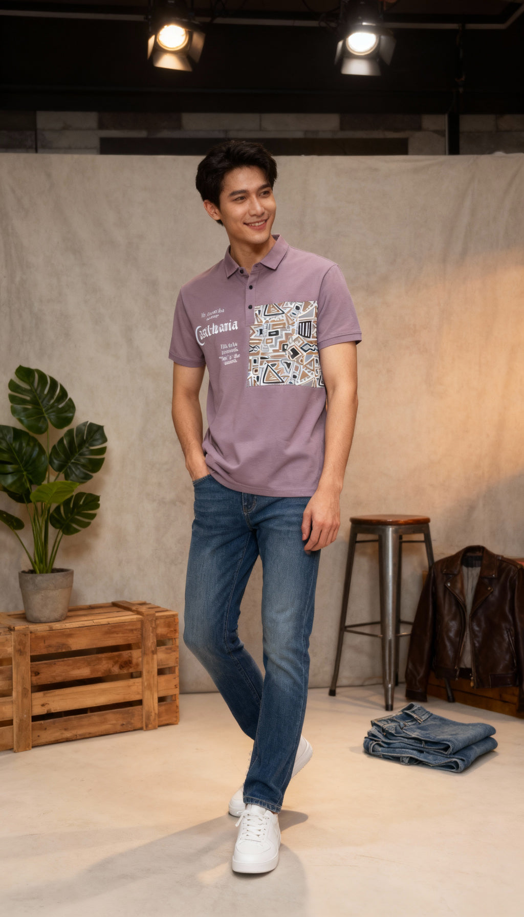 Self Printed Polo Men's T-Shirt