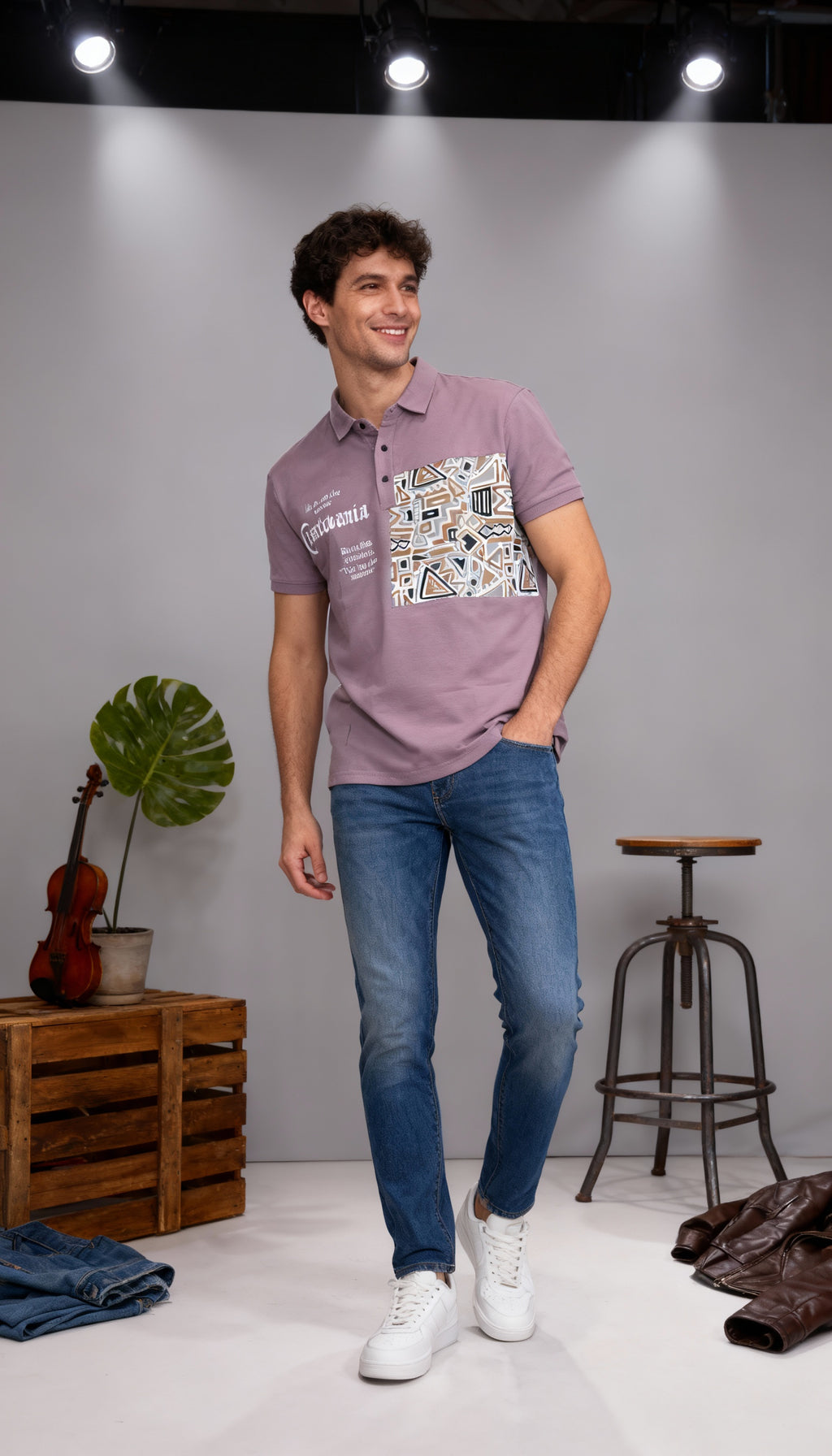 Self Printed Polo Men's T-Shirt