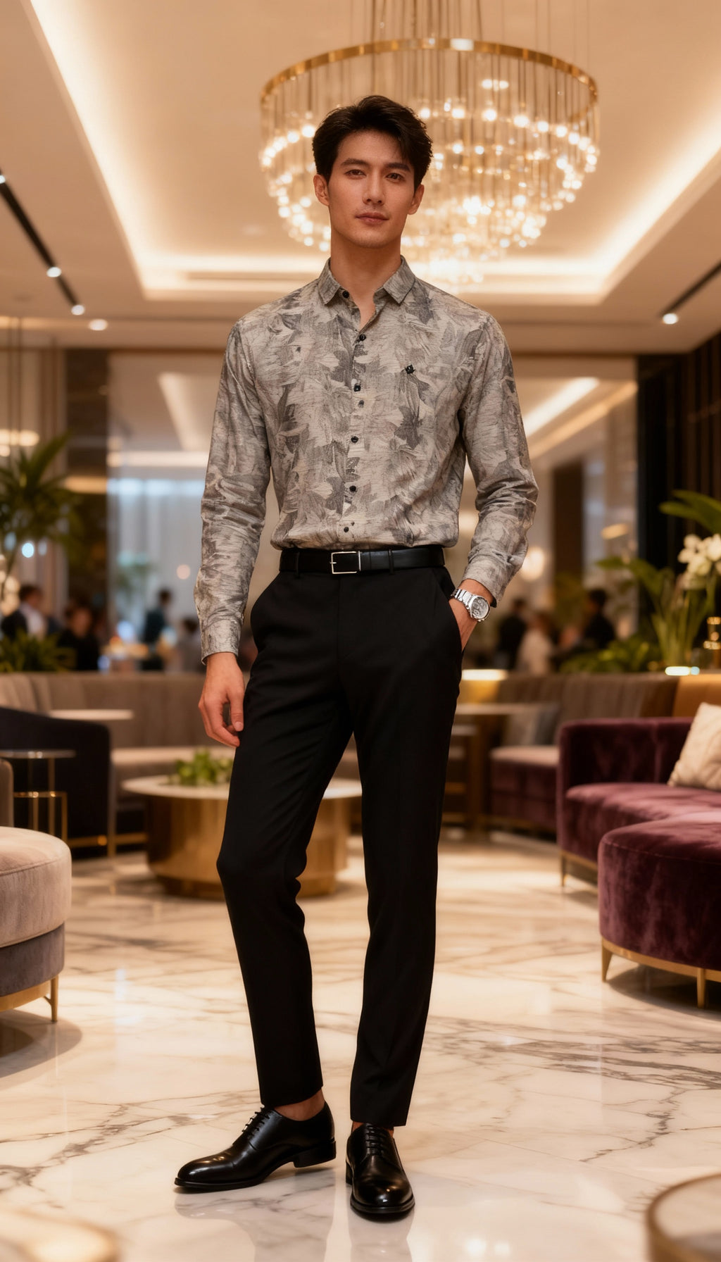 Self Printed Designer Party Wear Men's Shirt