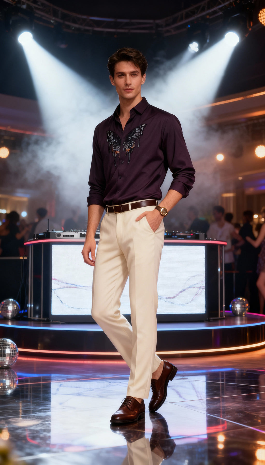 Self Design Premium Club Wear Sequin Men's Shirt