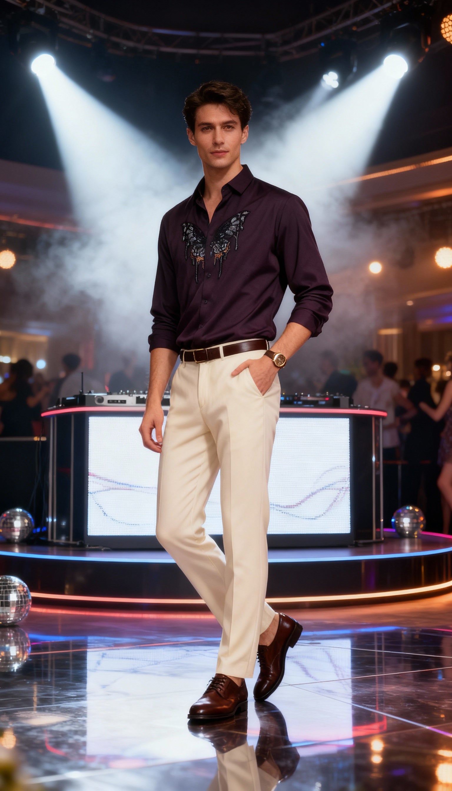 Self Design Premium Club Wear Sequin Men's Shirt