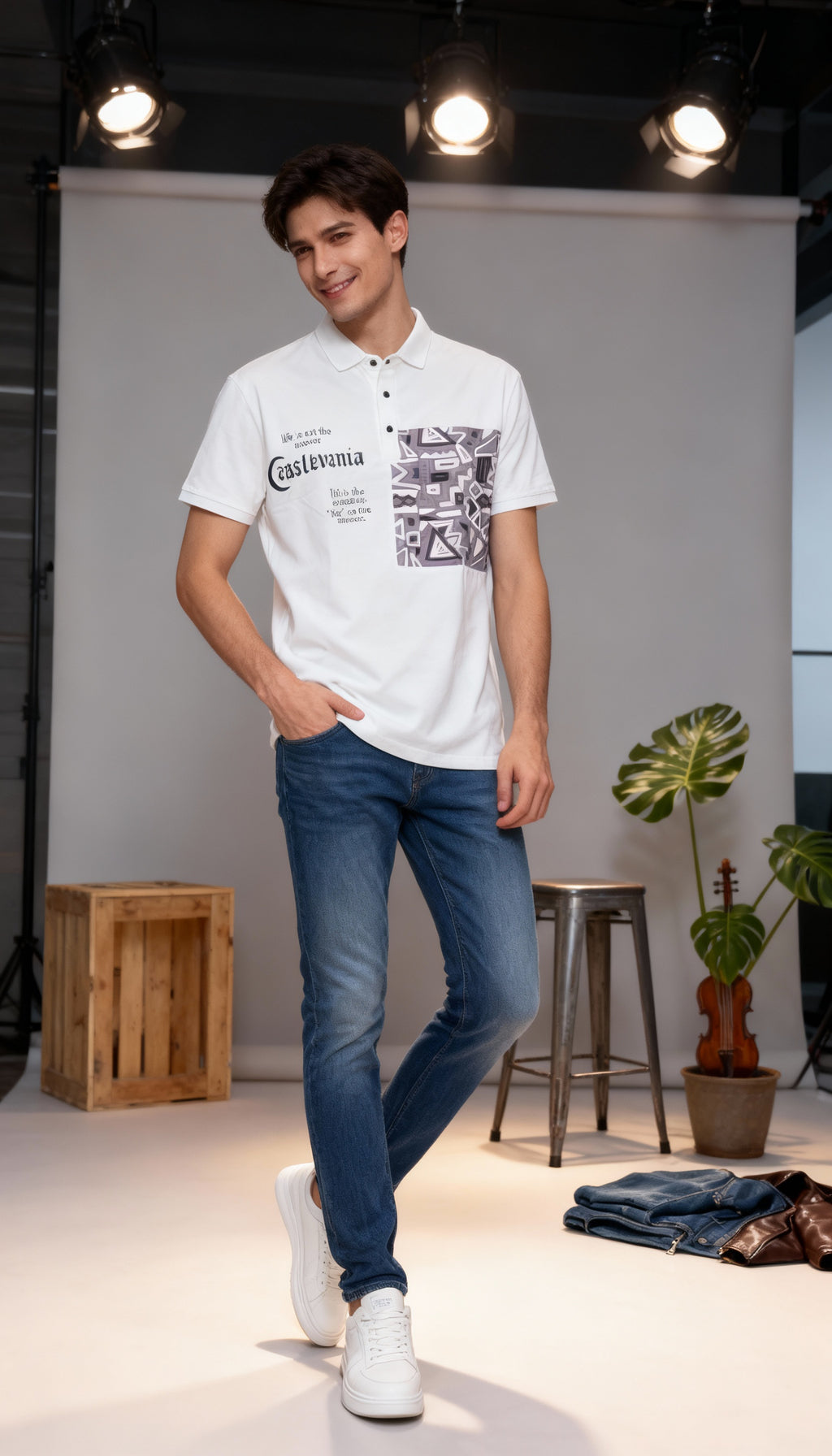 Self Printed Polo Men's T-Shirt