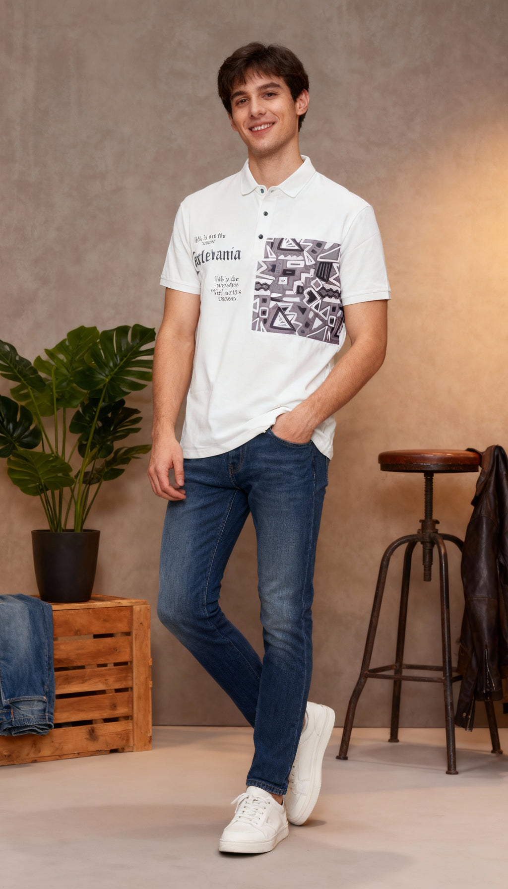 Self Printed Polo Men's T-Shirt