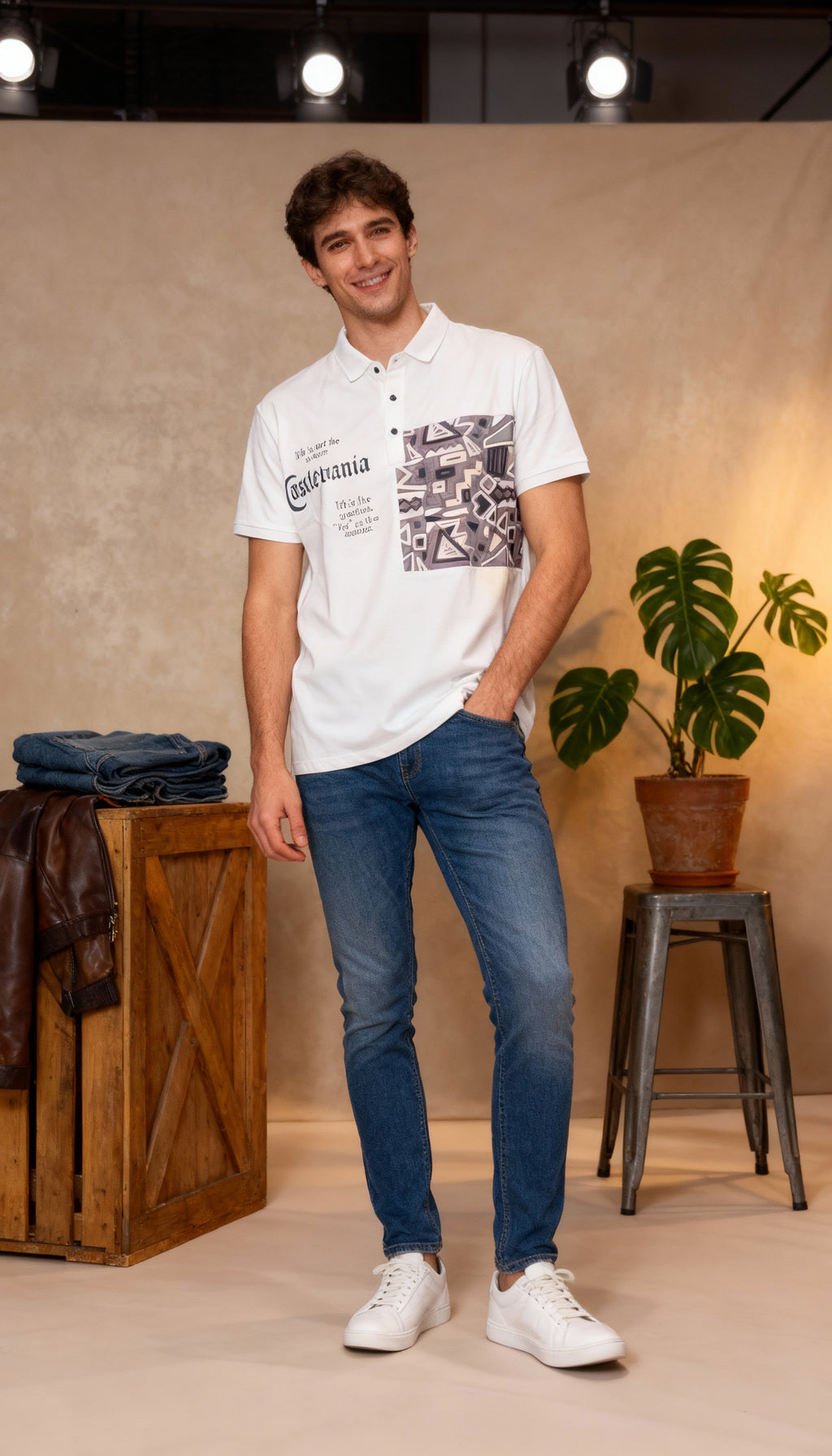 Self Printed Polo Men's T-Shirt