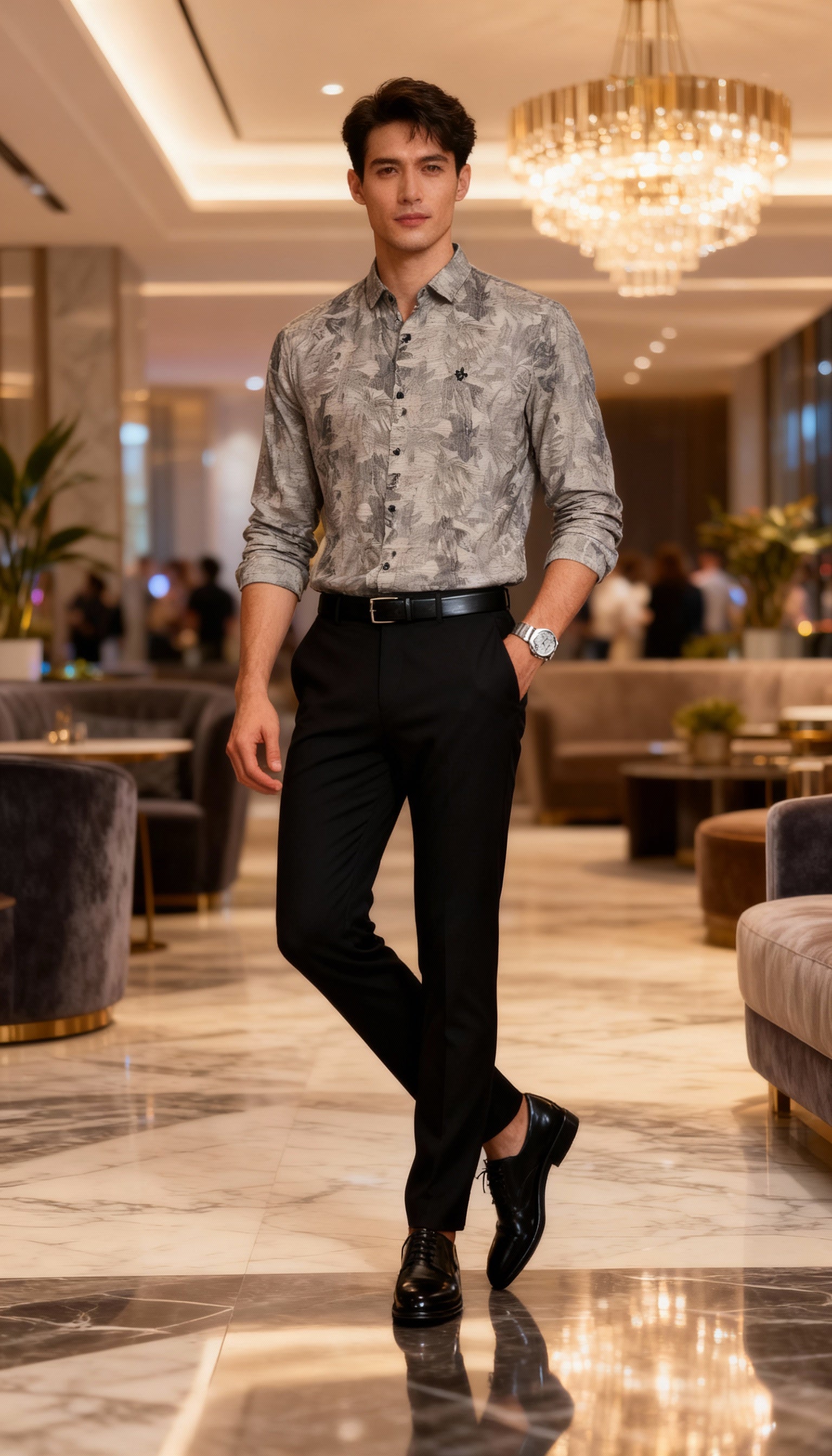 Self Printed Designer Party Wear Men's Shirt