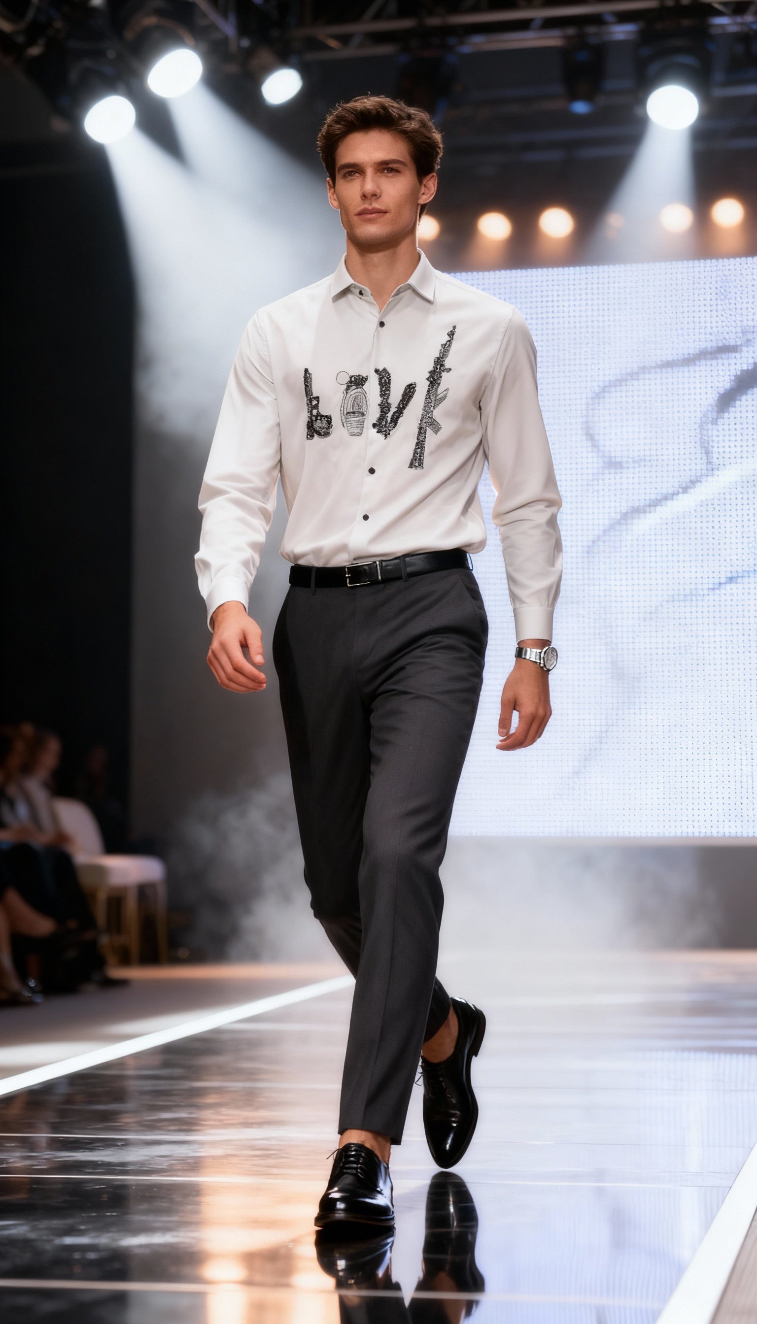 Self Design Premium Club Wear Sequin Men's Shirt