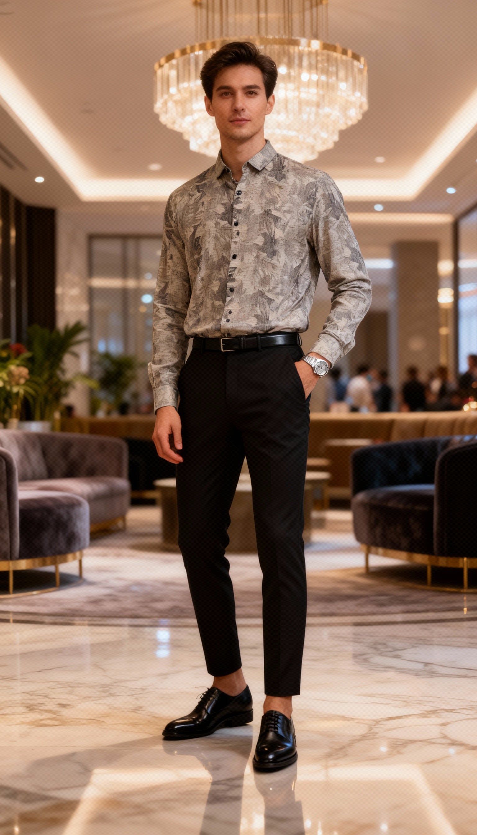 Self Printed Designer Party Wear Men's Shirt