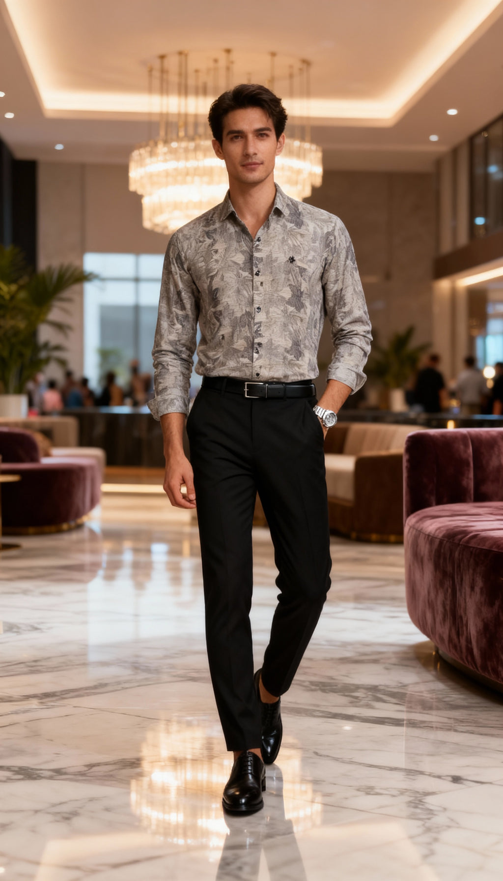 Self Printed Designer Party Wear Men's Shirt