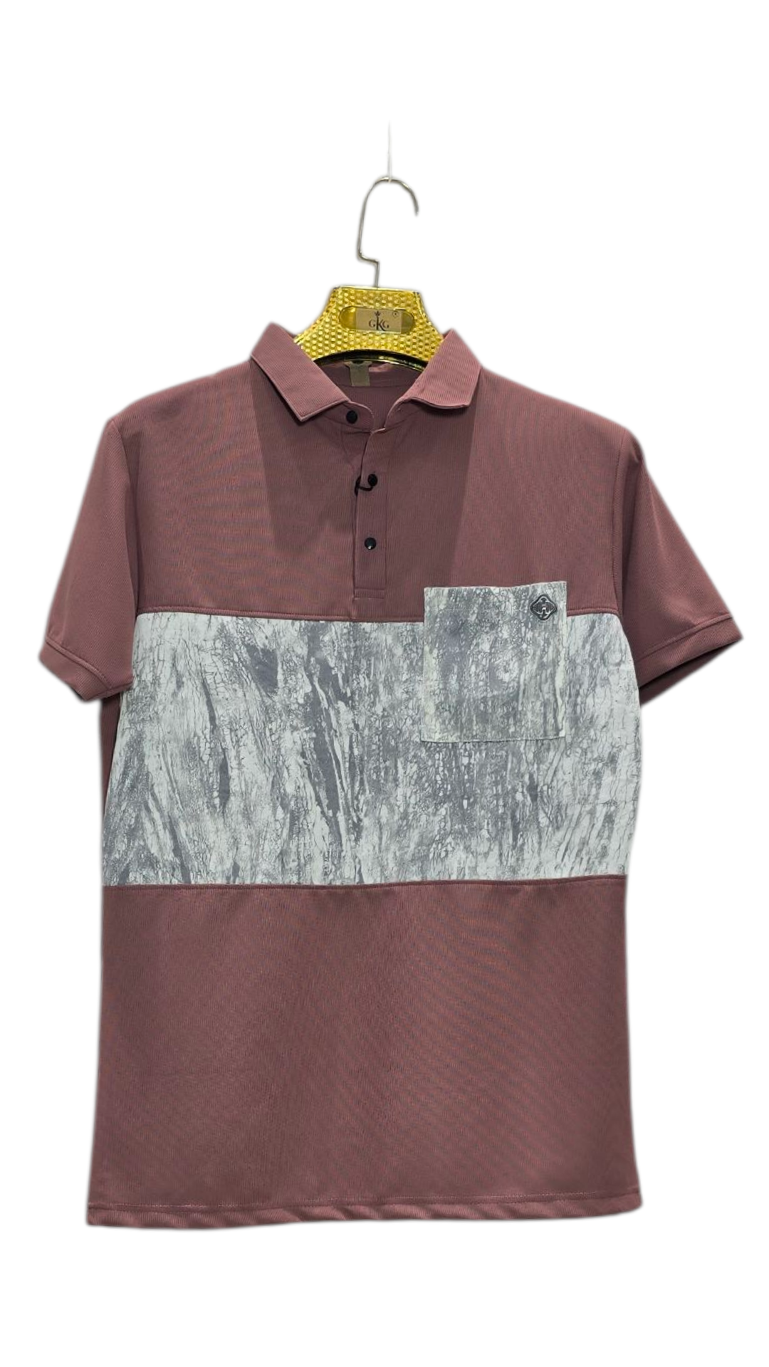 Self Printed Men's Polo T-Shirt With Designed Pocket