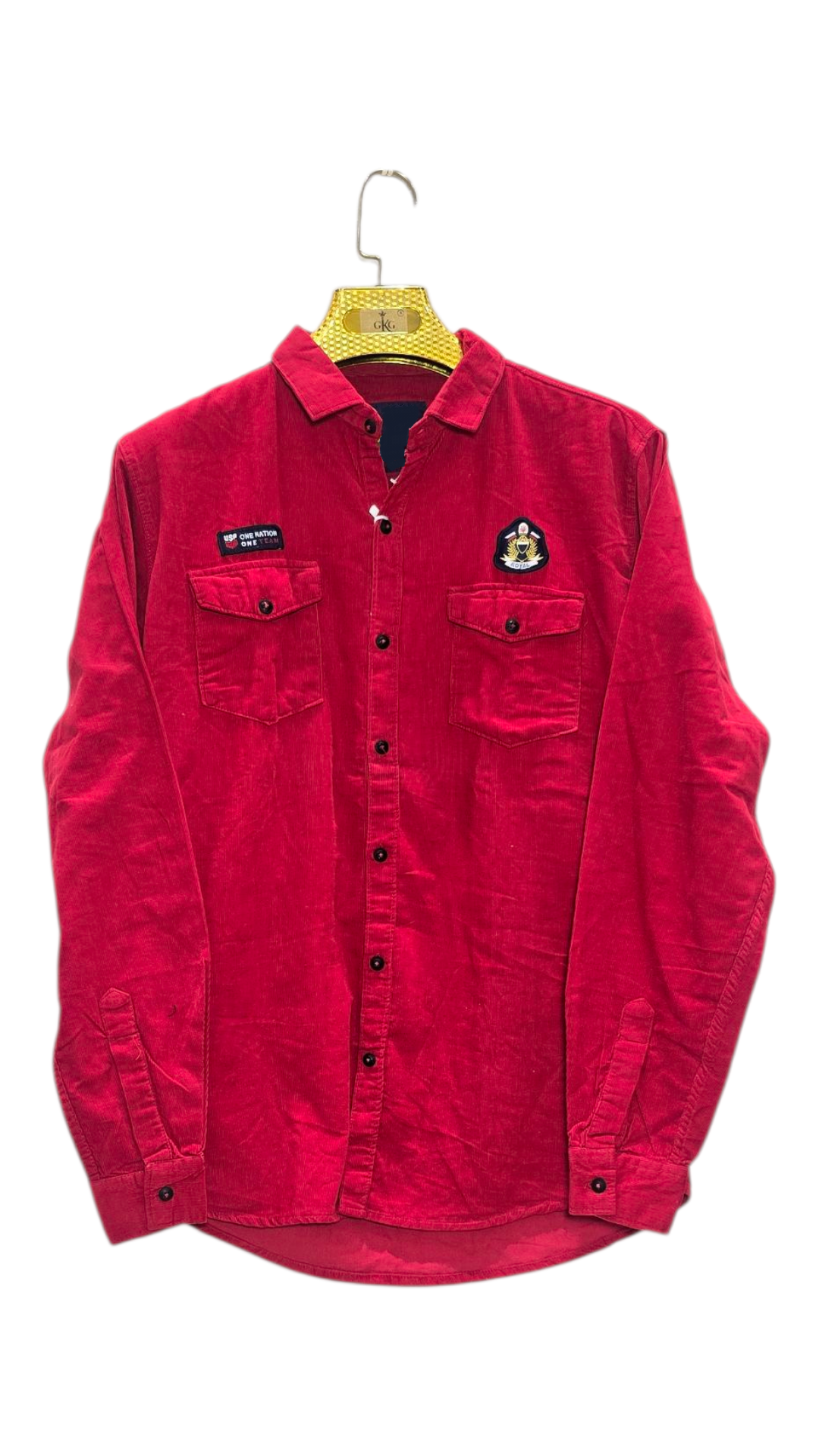 Solid Plain  Double Pocket Men's Shirt