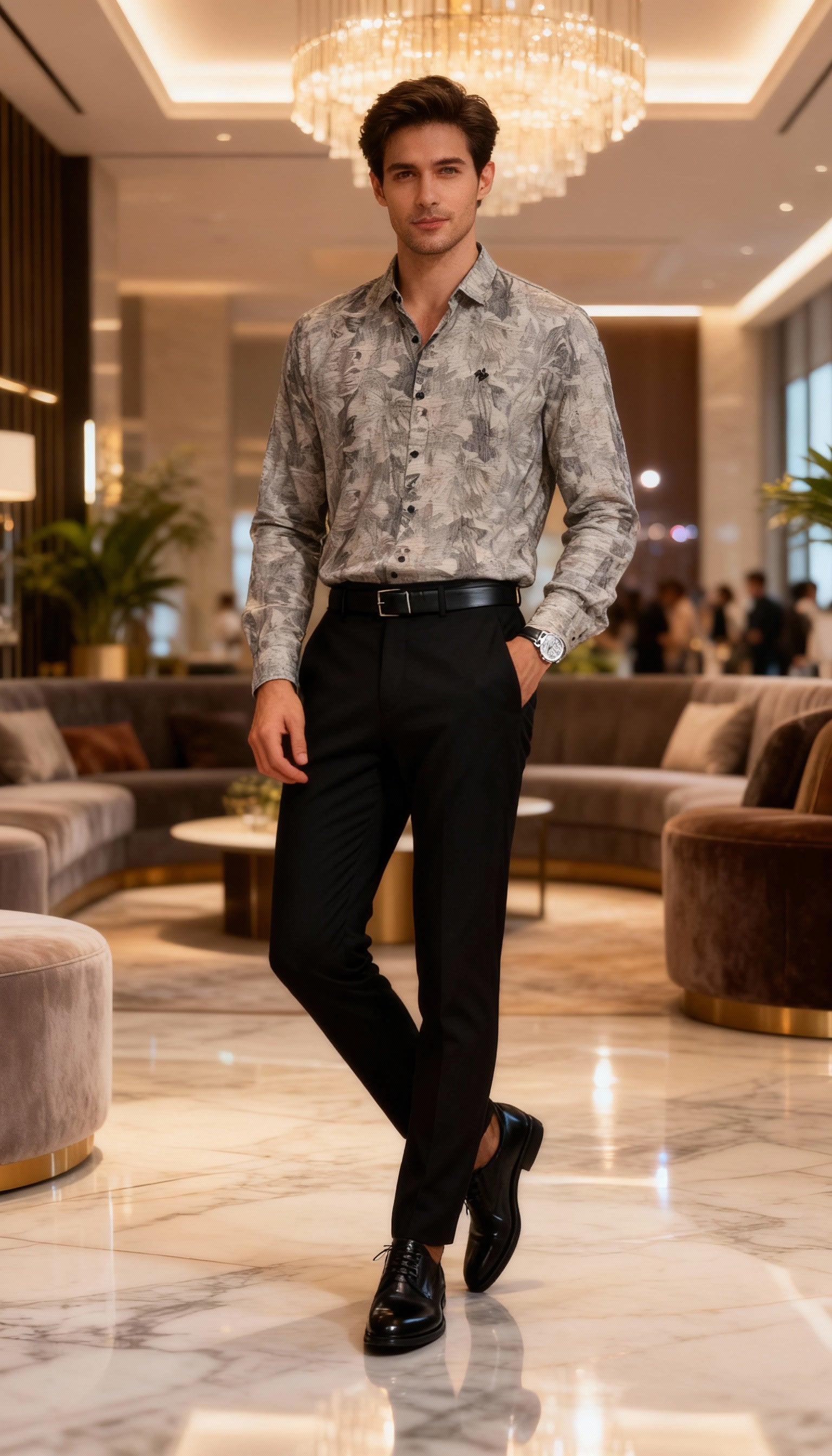 Self Printed Designer Party Wear Men's Shirt