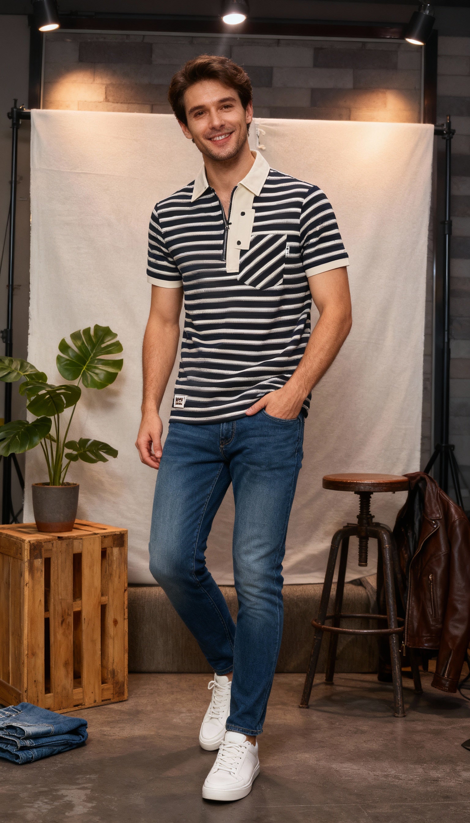 Stripe Polo Men's T-Shirt
