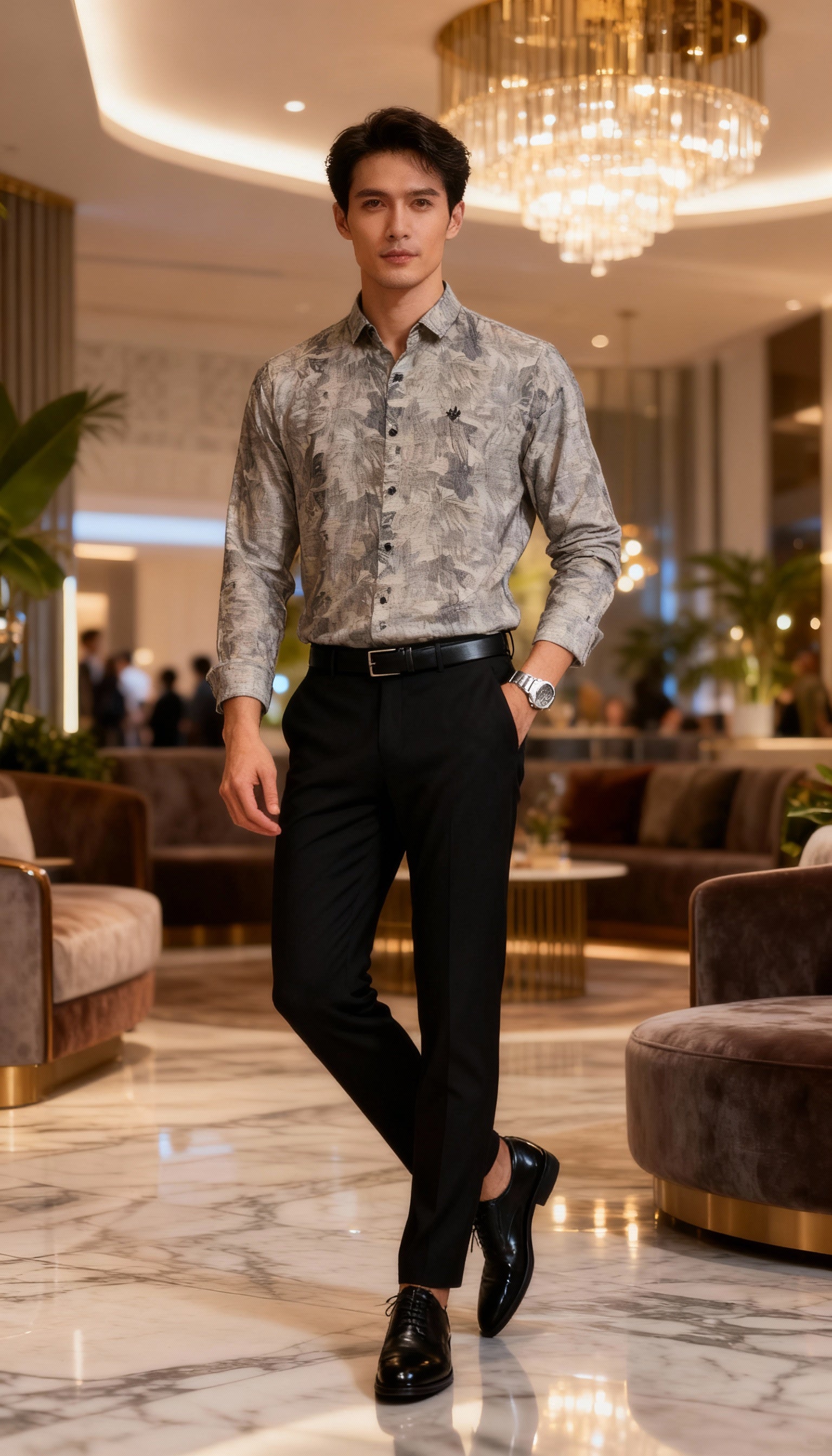 Self Printed Designer Party Wear Men's Shirt