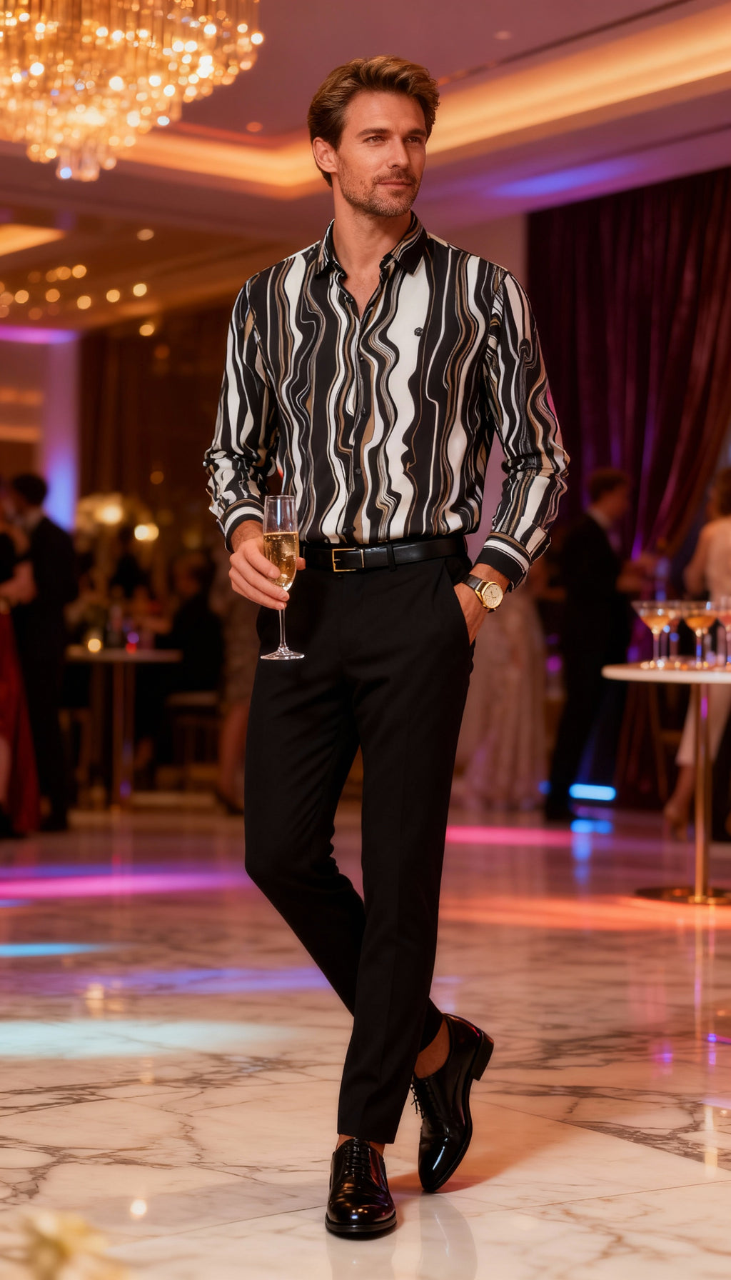 Korean Style Fancy Lining Design Men's Shirt