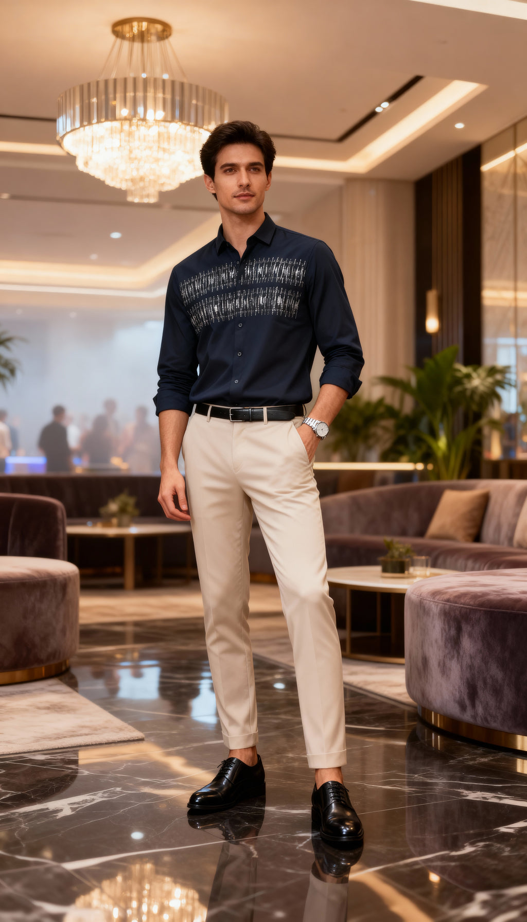 Self Design Premium Club Wear Sequin Men's Shirt