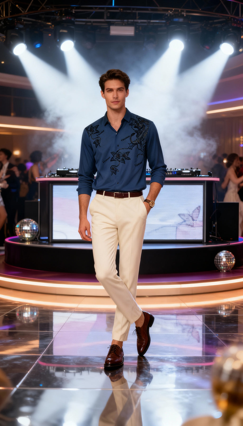 Self Design Premium Club Wear Sequin Men's Shirt