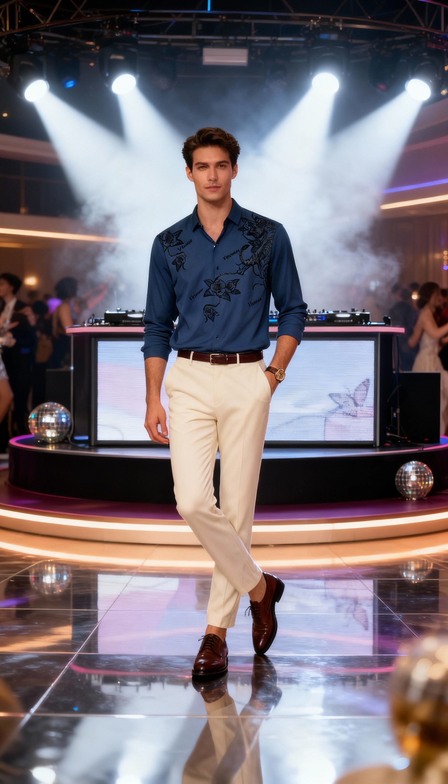 Self Design Premium Club Wear Sequin Men's Shirt