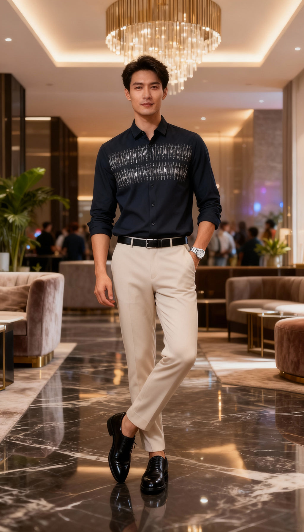 Self Design Premium Club Wear Sequin Men's Shirt