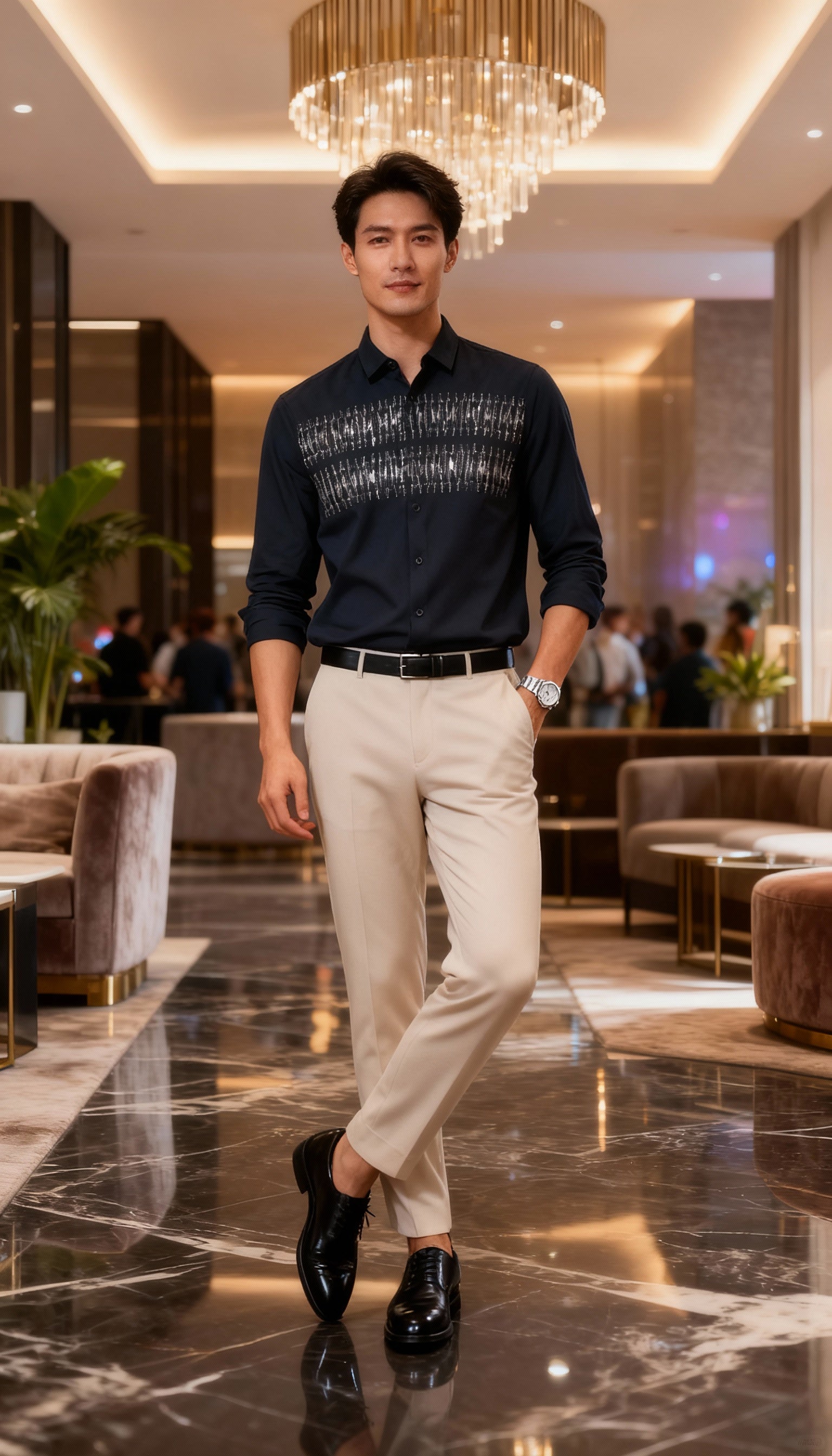 Self Design Premium Club Wear Sequin Men's Shirt