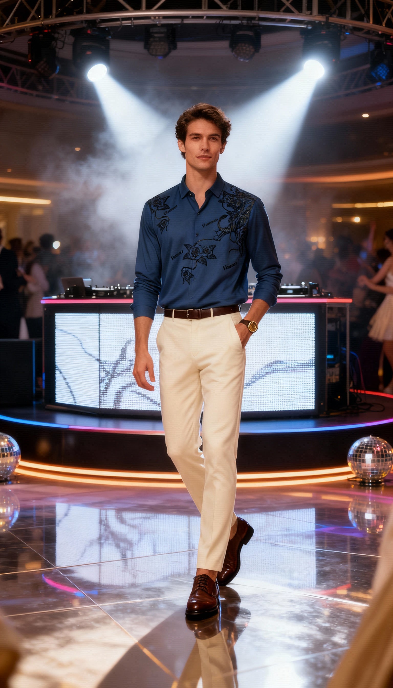 Self Design Premium Club Wear Sequin Men's Shirt