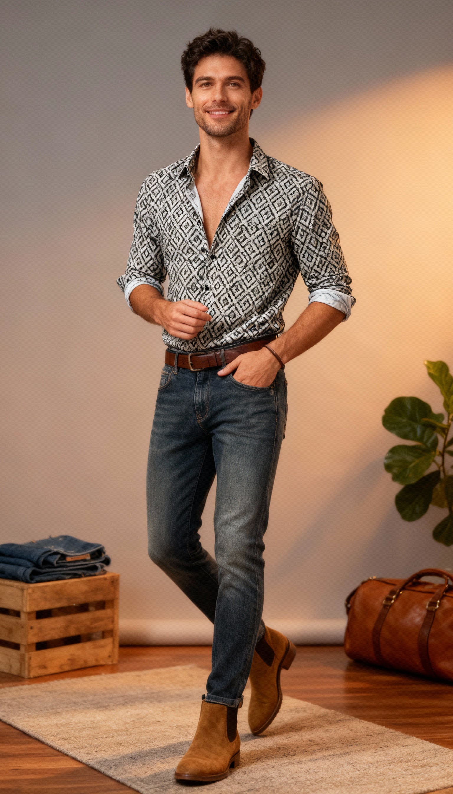 Self Design Printed Men's Shirt