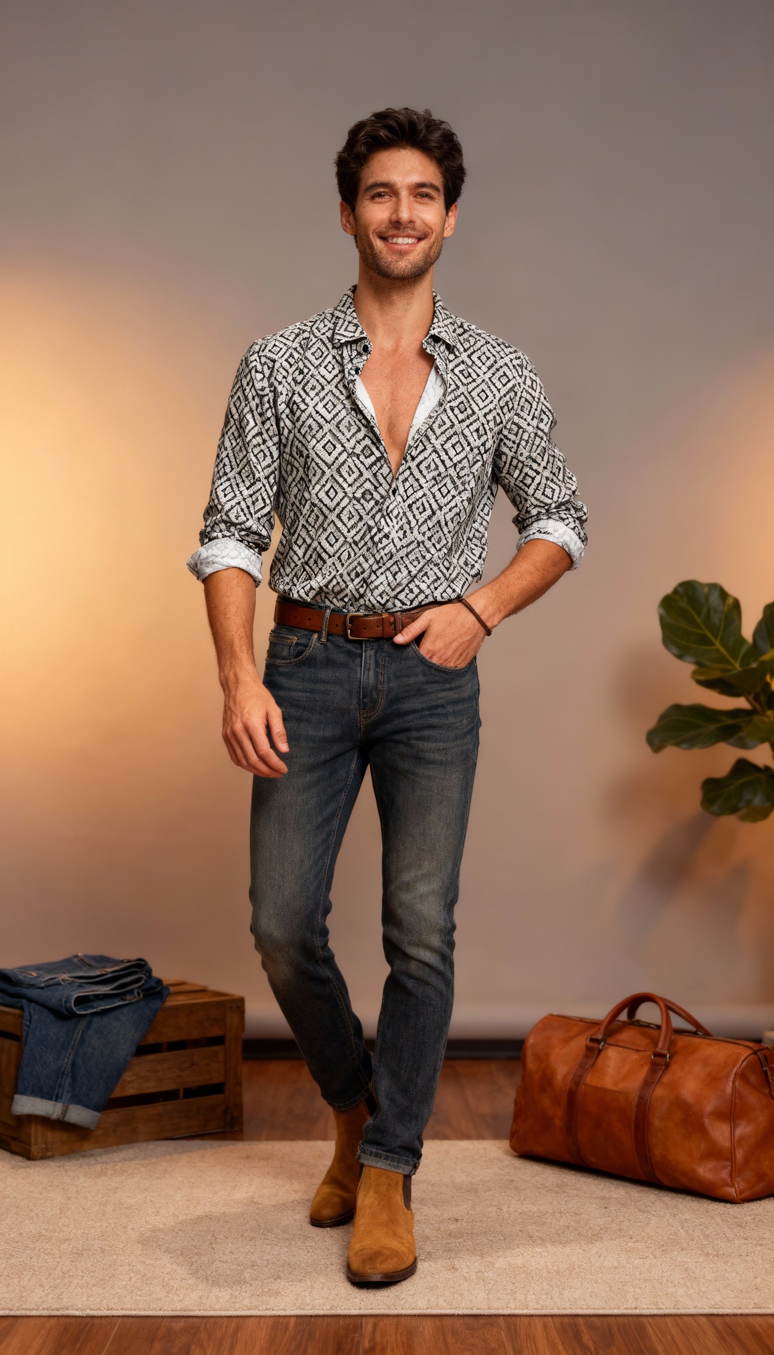 Self Design Printed Men's Shirt