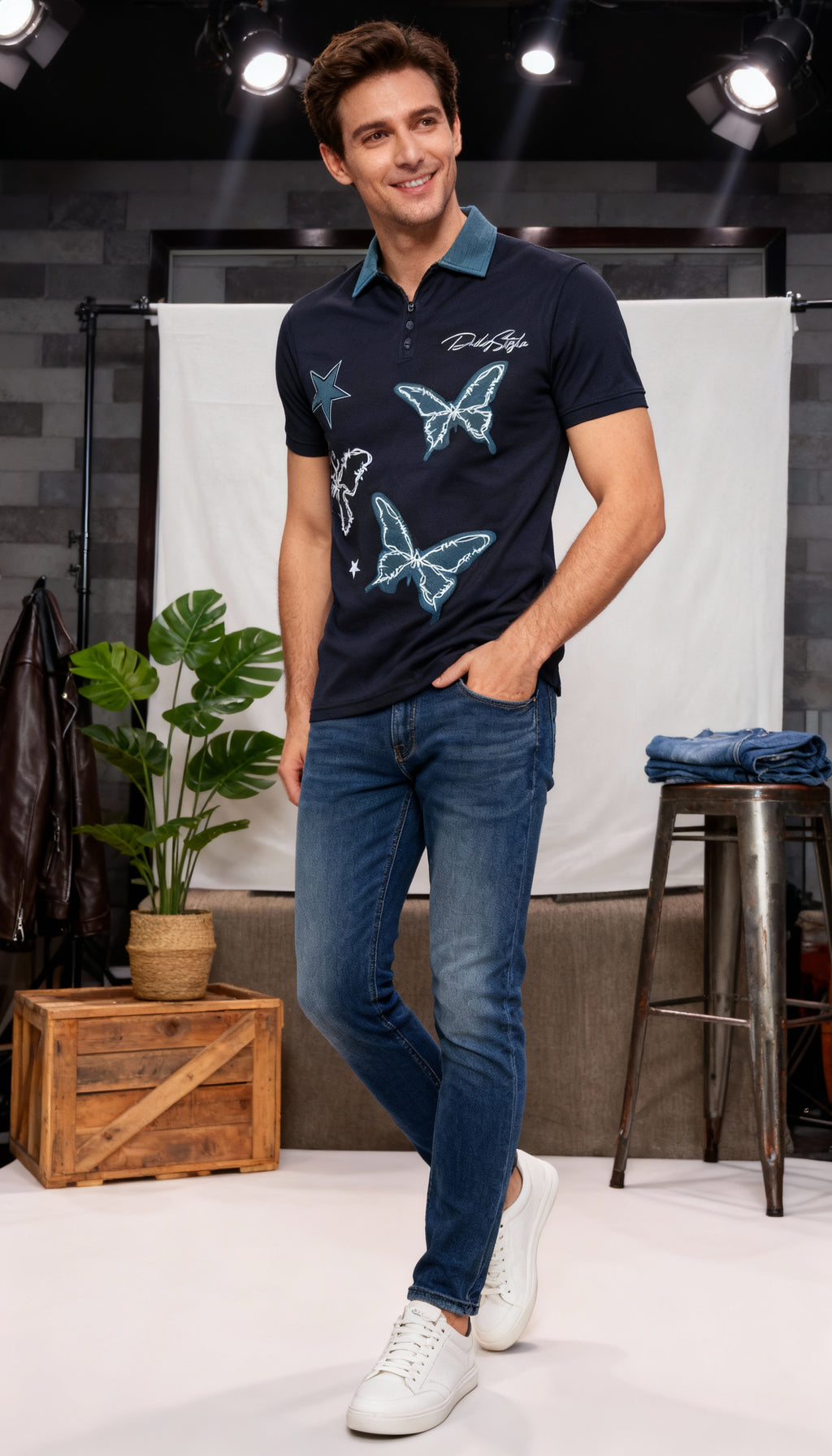 Self Printed Polo Men's T-Shirt