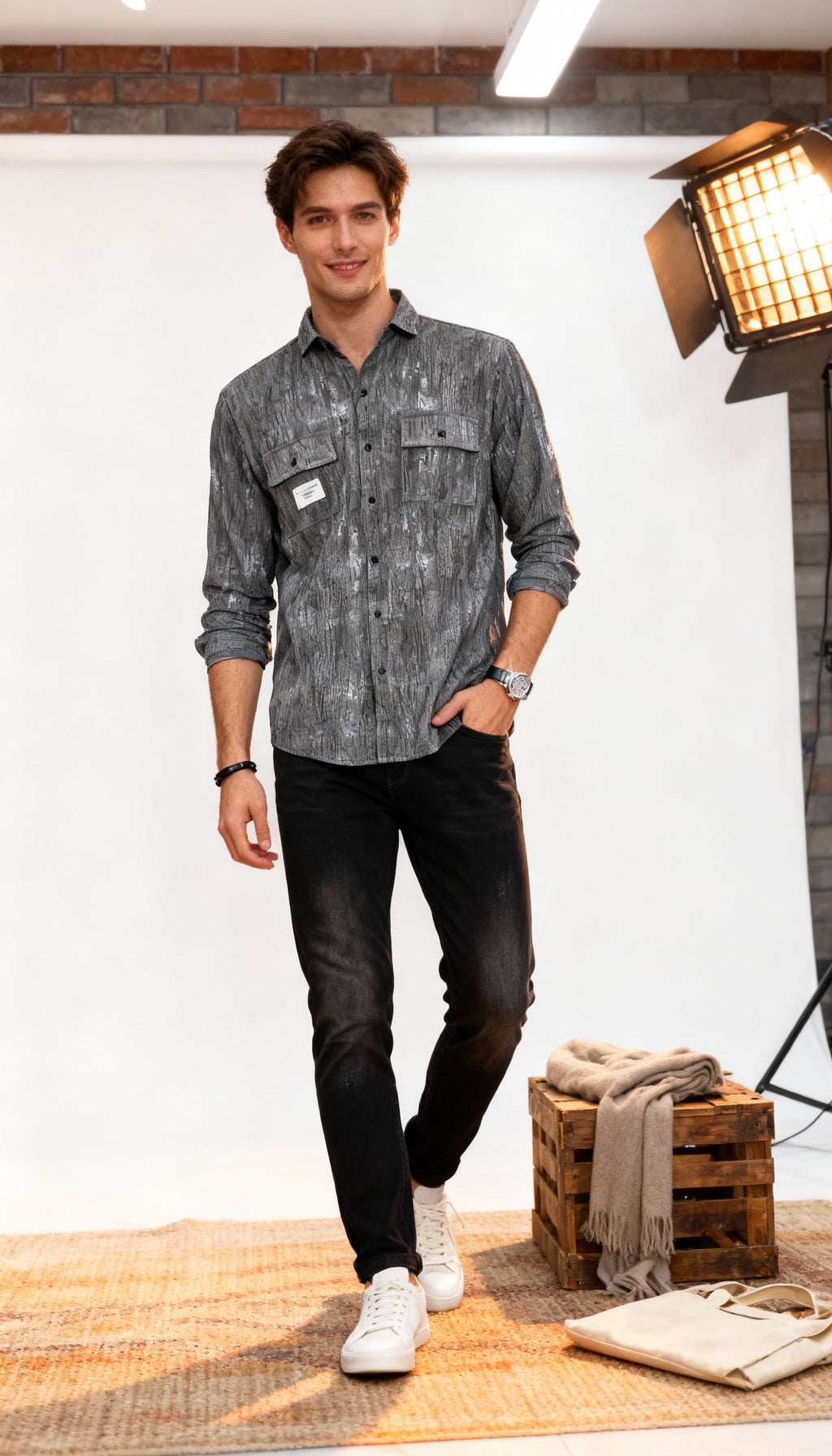 Lining Double Pocket Men's Shirt