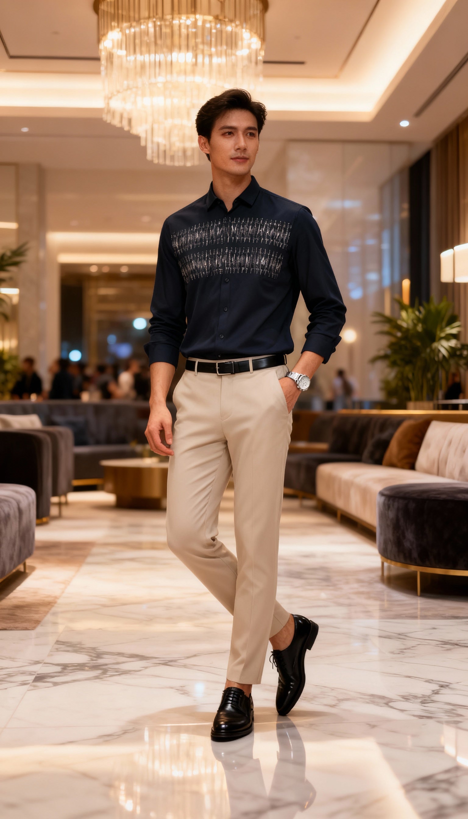 Self Design Premium Club Wear Sequin Men's Shirt