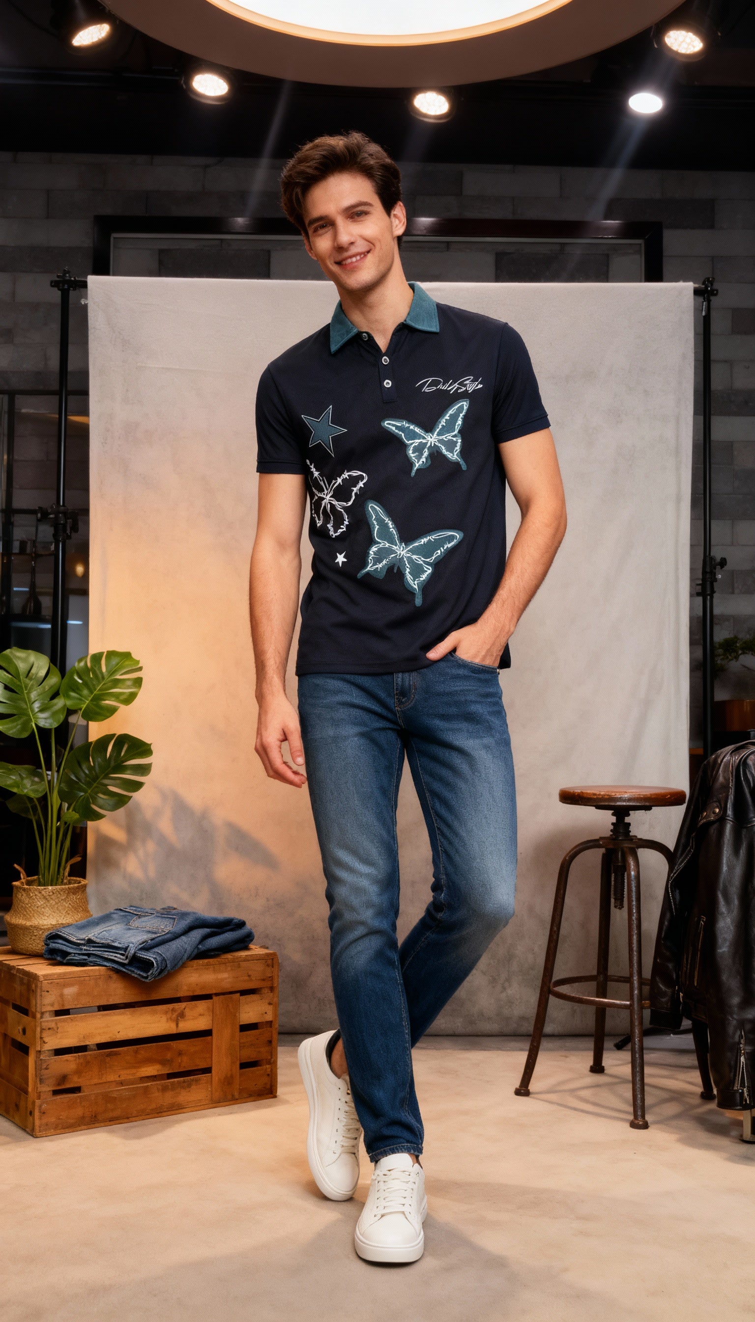 Self Printed Polo Men's T-Shirt