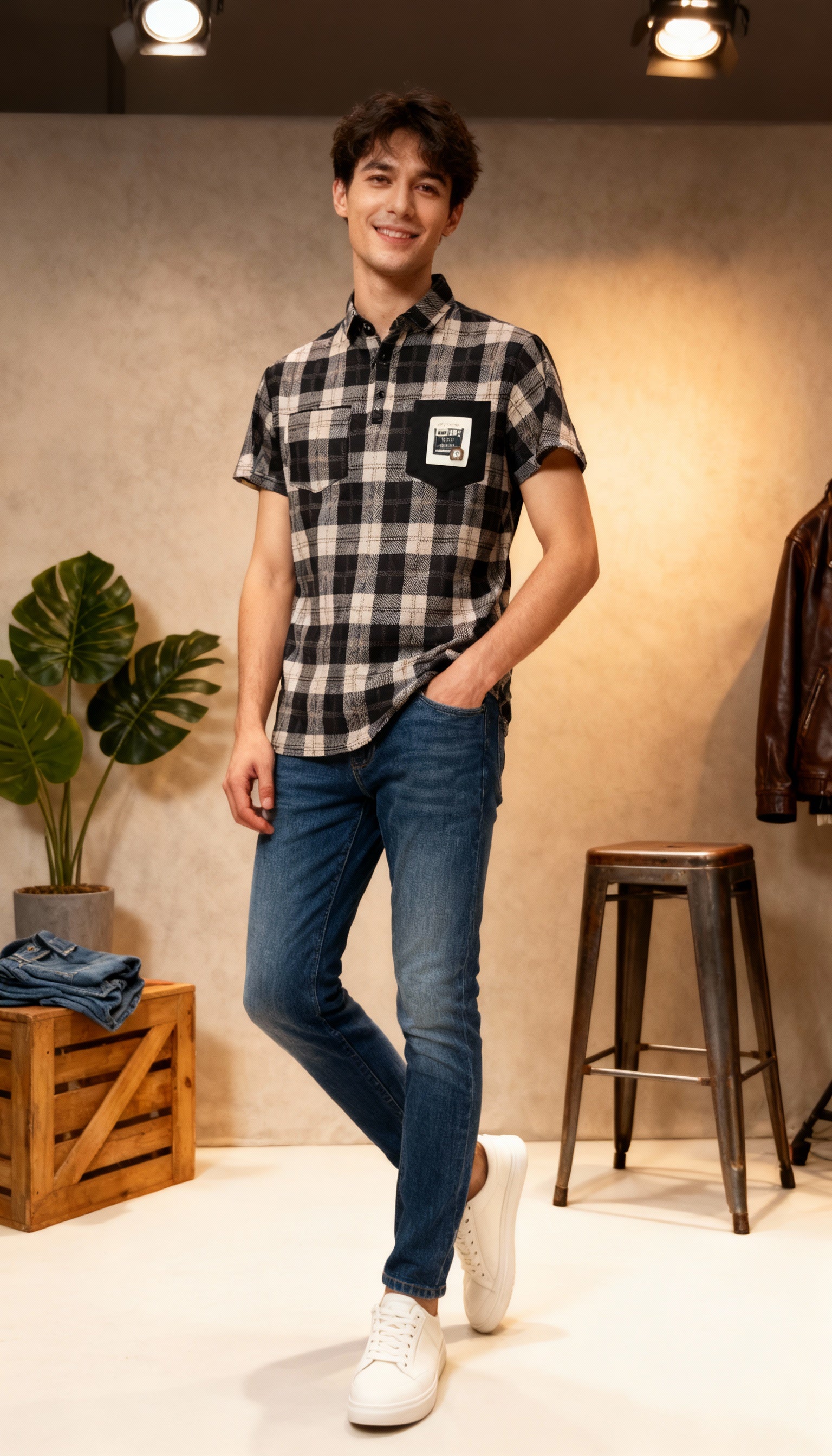 Checks Pocket Style Polo Men's T-Shirt