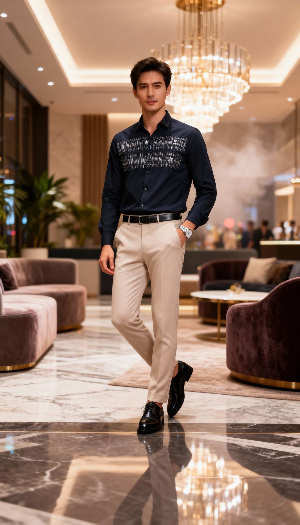 Self Design Premium Club Wear Sequin Men's Shirt