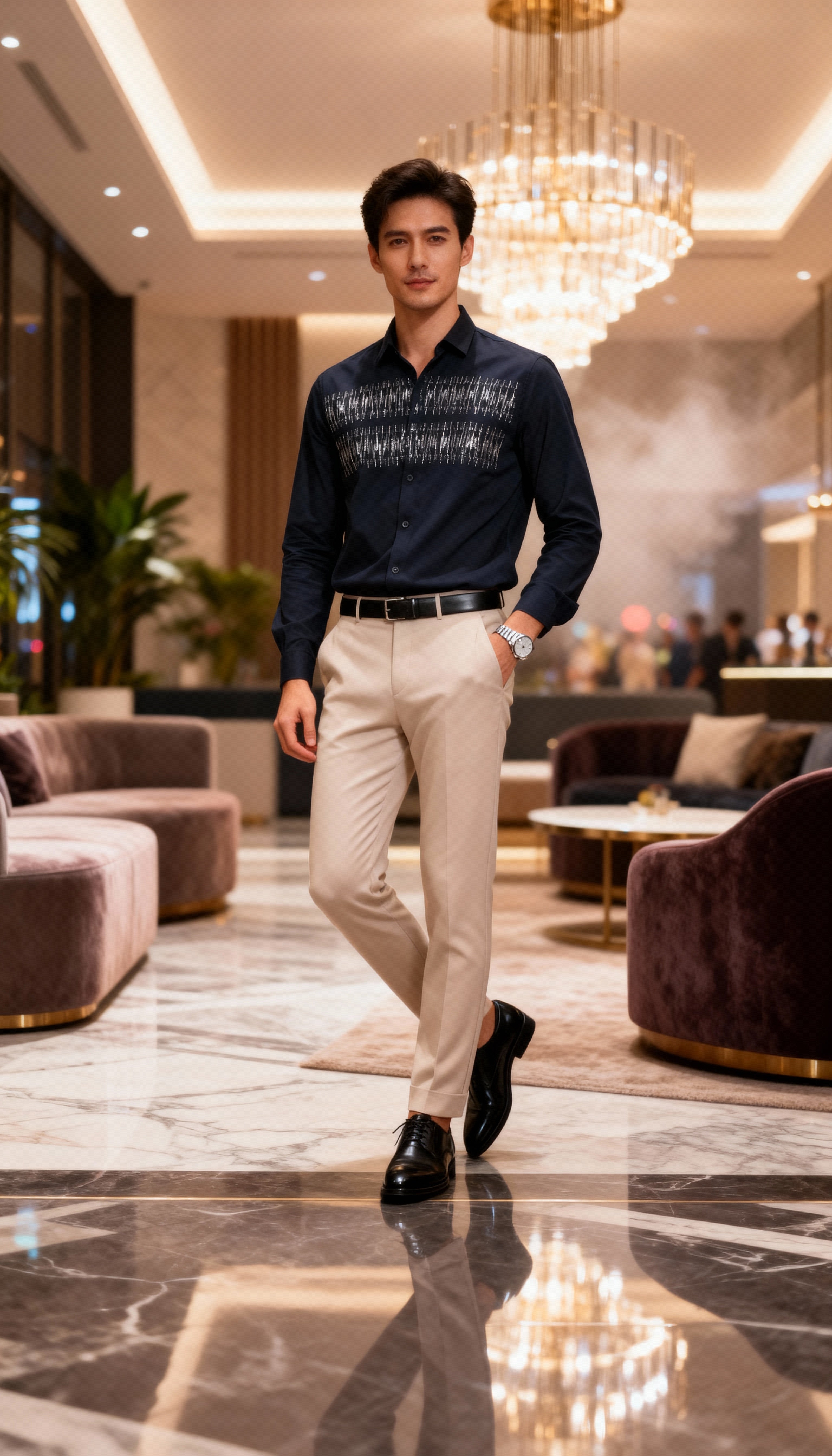 Self Design Premium Club Wear Sequin Men's Shirt